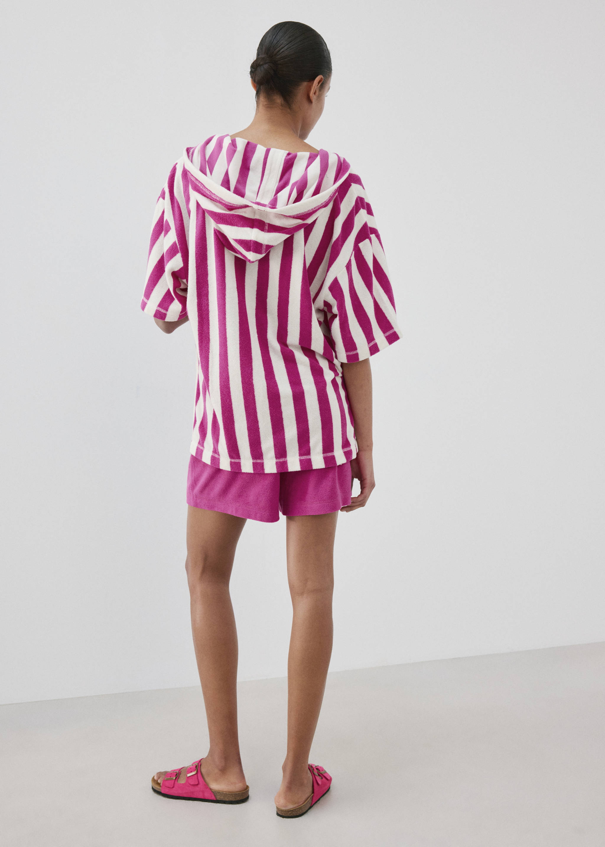 Frottee-Baumwoll-Sweatshirt mit Streifen - Rückseite des Artikels