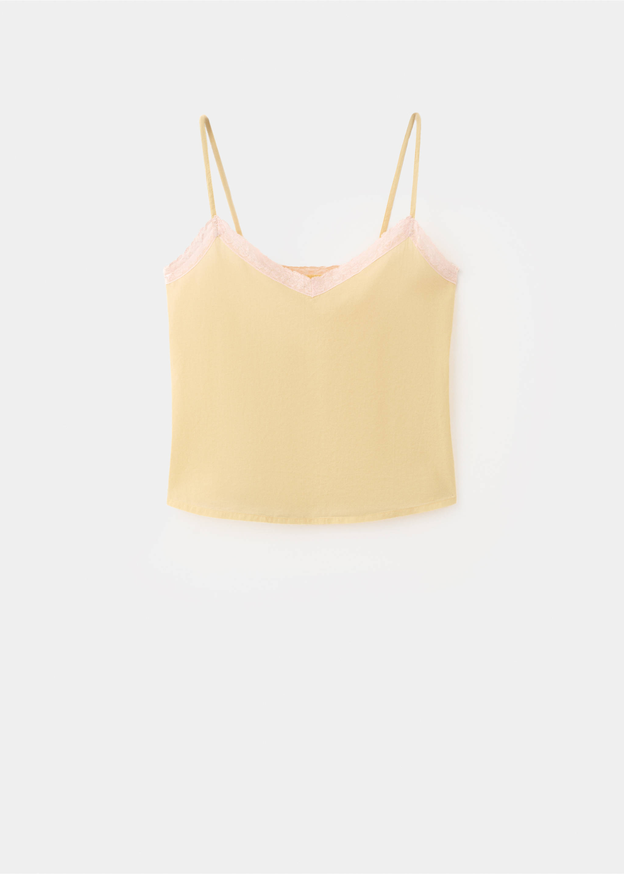 100% cotton pyjama top - Article without model, Pastel Yellow. Ref: 27055974-00.