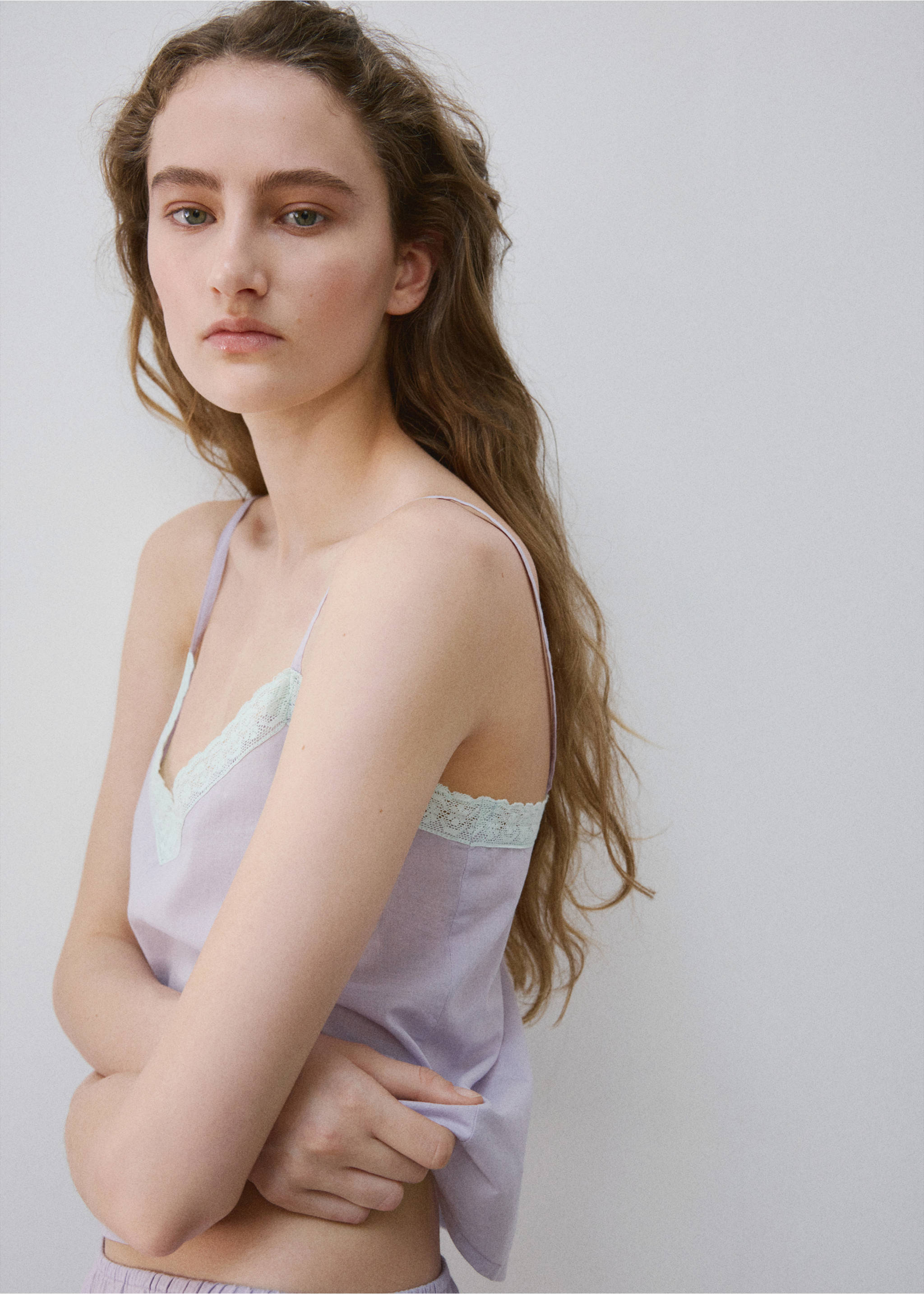 100% cotton pyjama top - Details of the article 1, Lilac. Ref: 27055974-00.