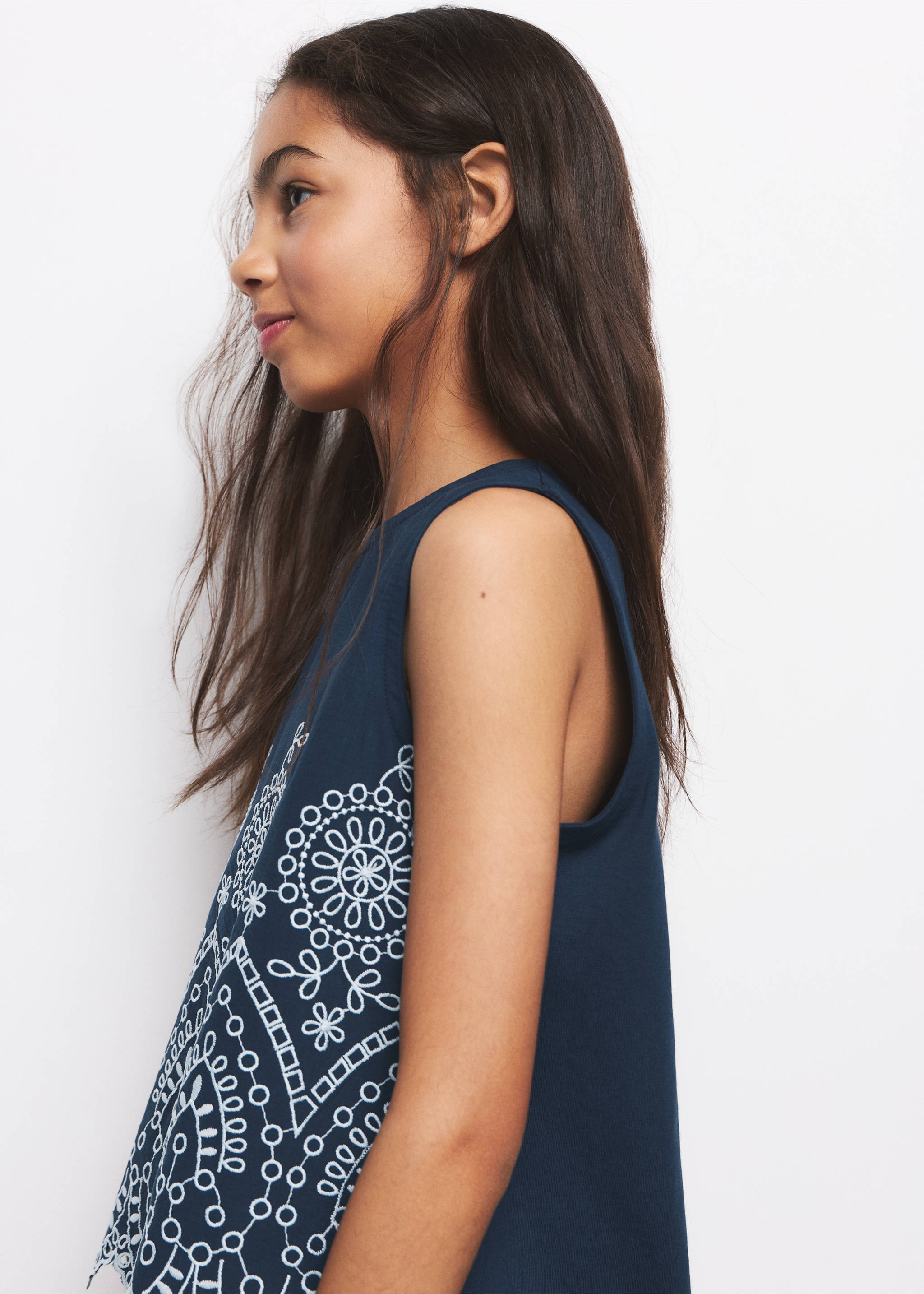 Maglietta cotone ricamato - Dettaglio dell'articolo 1, Navy. Ref: 27055979-00.