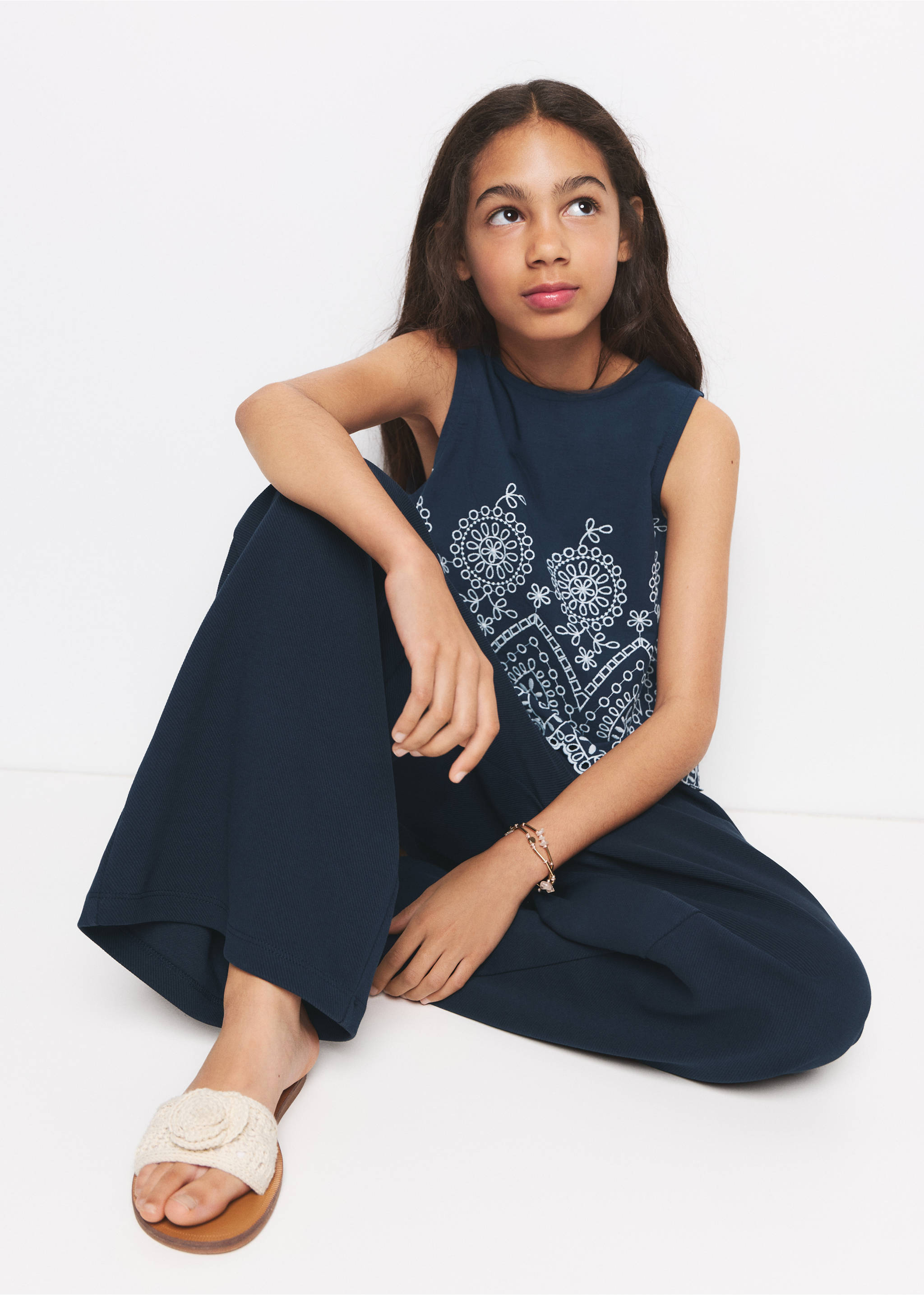 Maglietta cotone ricamato - Dettaglio dell'articolo 2, Navy. Ref: 27055979-00.