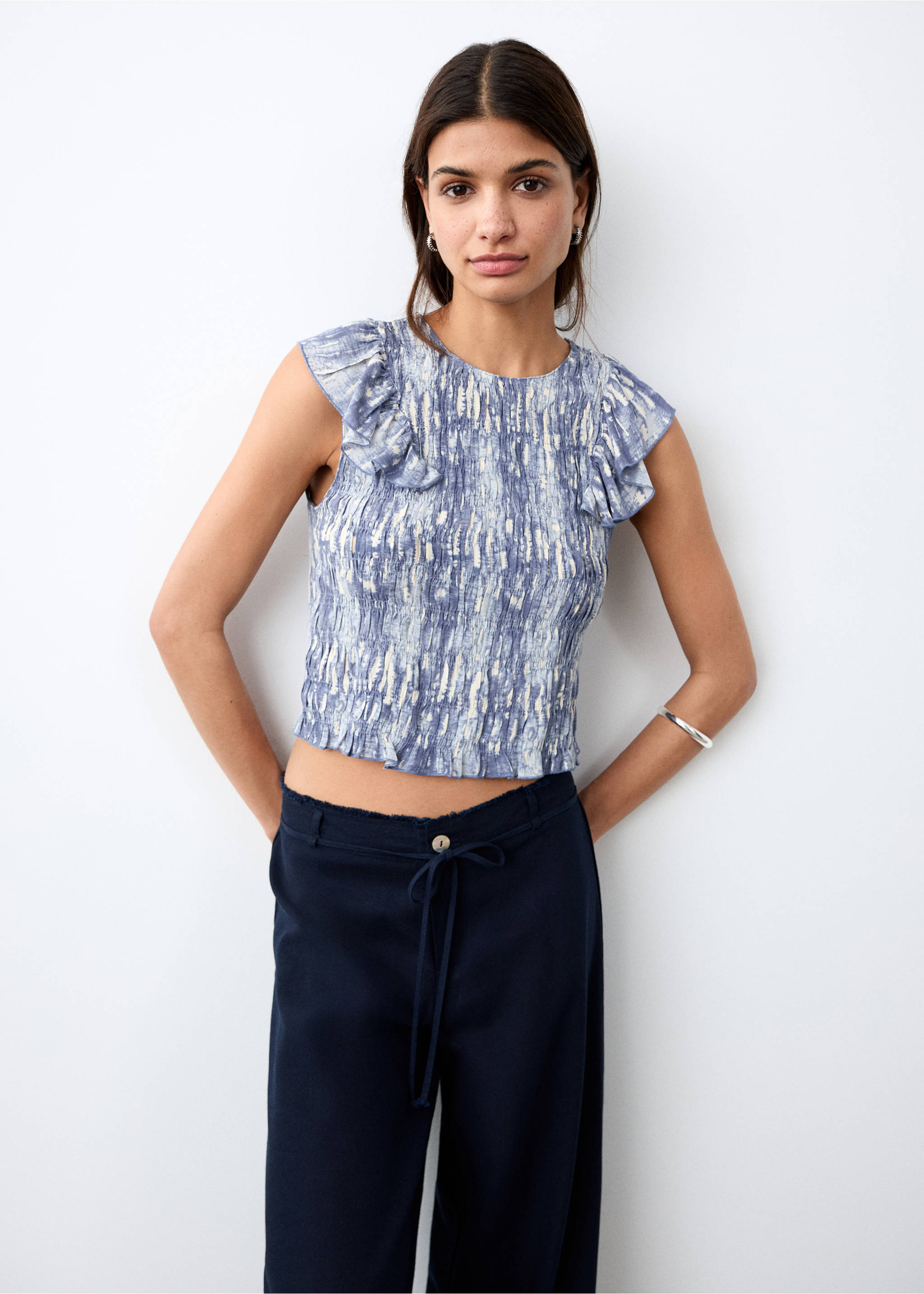 Top estampado tye-dye - Plano medio, Azul. Ref: 27055980-00.