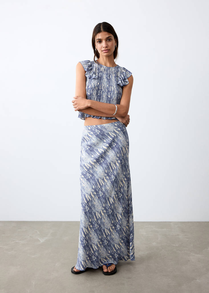 Top with tie-dye print — Blue