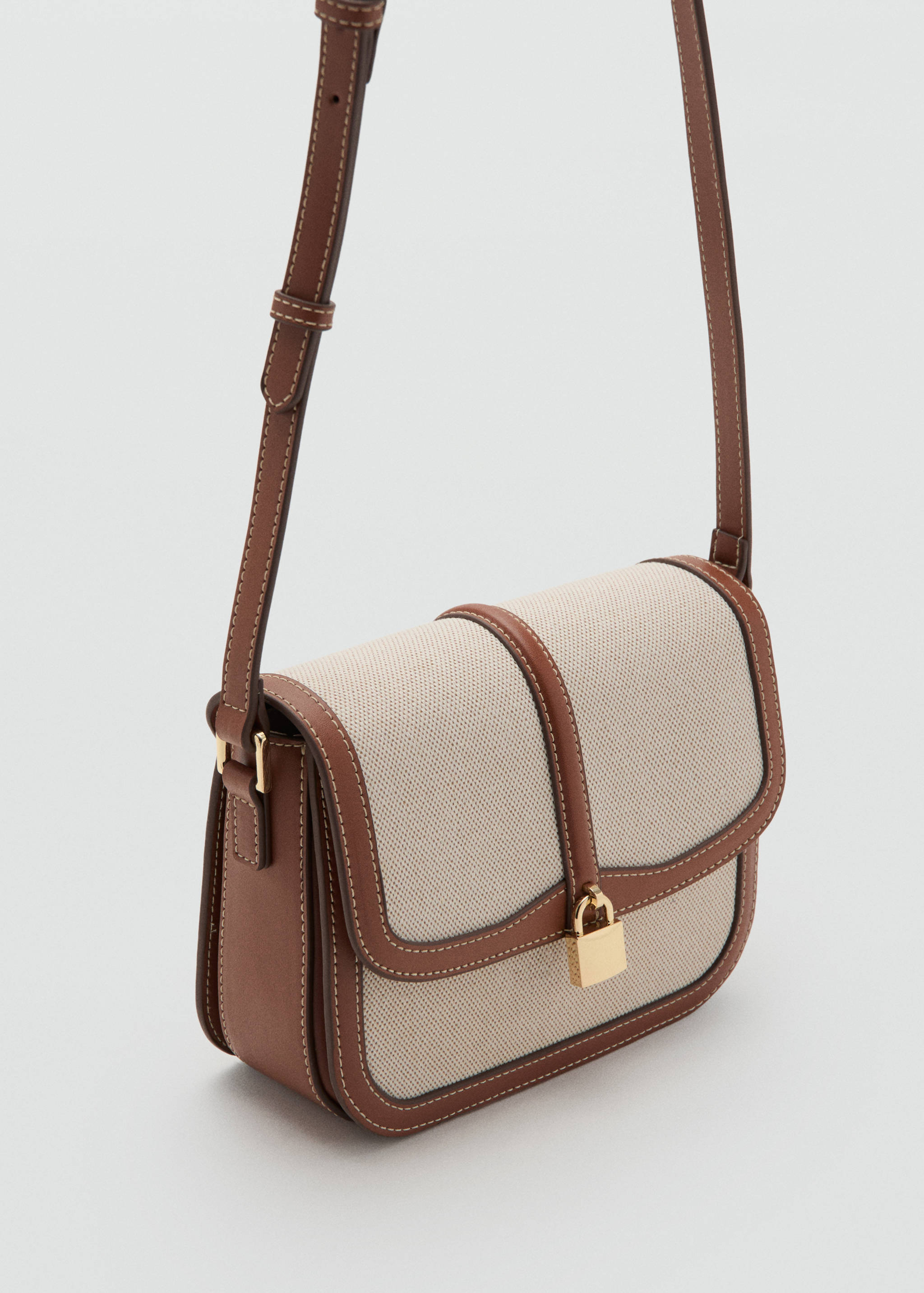 Contrasting canvas shoulder bag - Medium plane