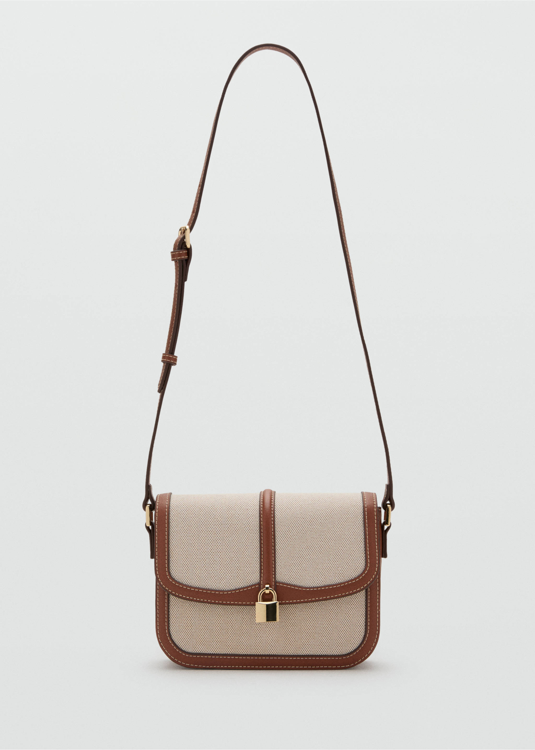 Sac bandoulière toile contrastée - Article sans modèle, Marron moyen. Ref: 27055985-00.