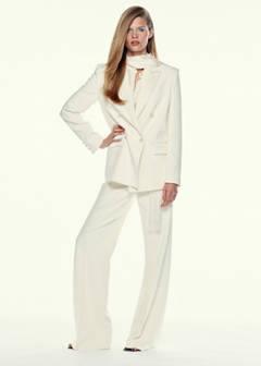 Topstitched blazer with lapels — Ecru 2