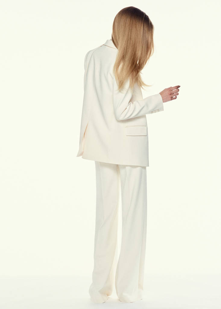 Topstitched blazer with lapels — Ecru