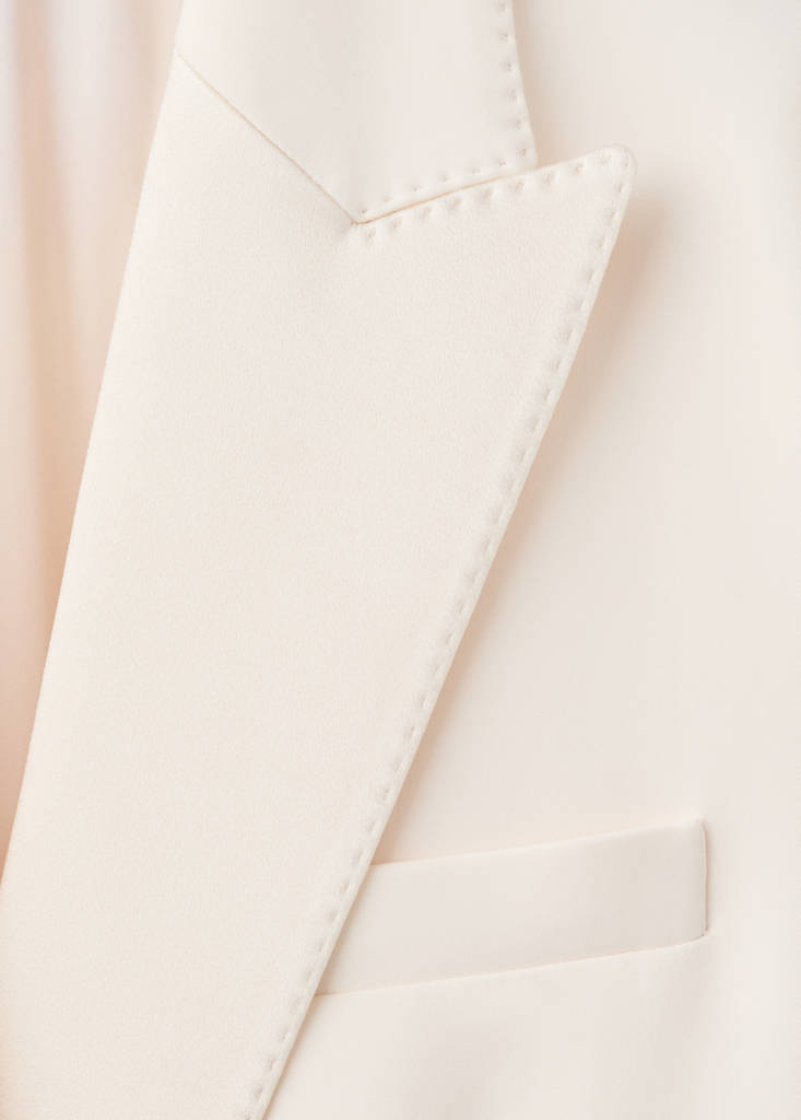 Topstitched blazer with lapels — Ecru