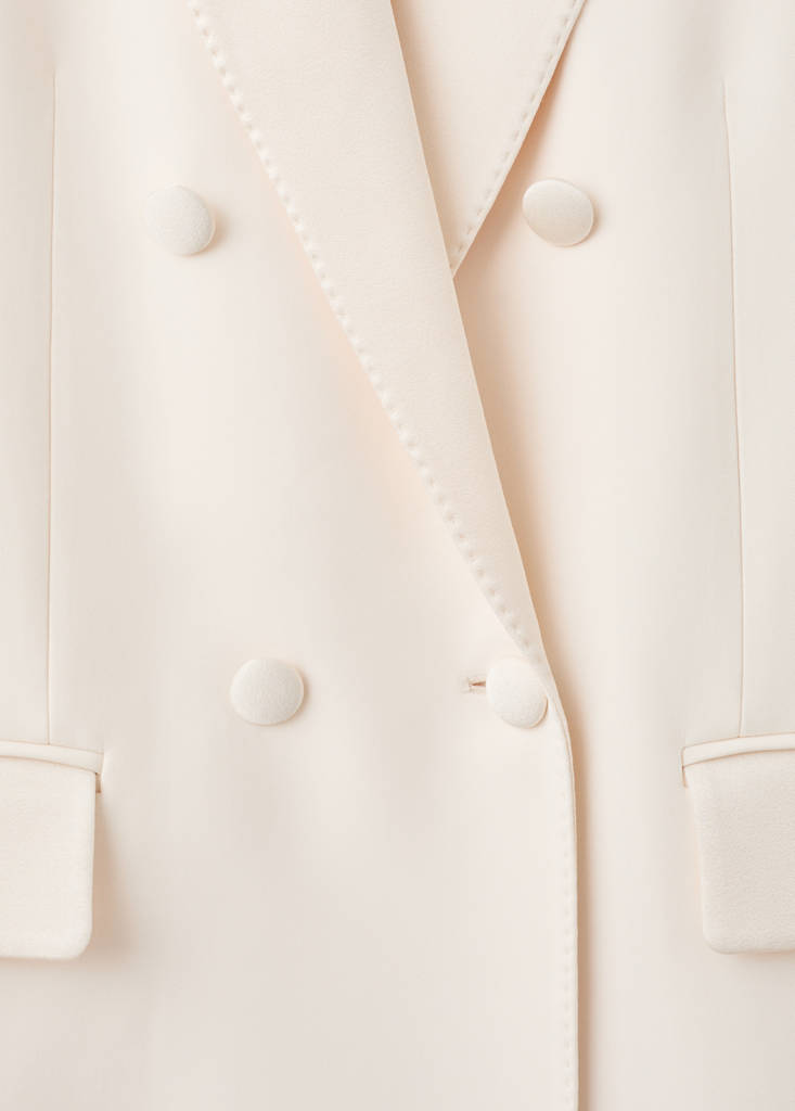Topstitched blazer with lapels — Ecru