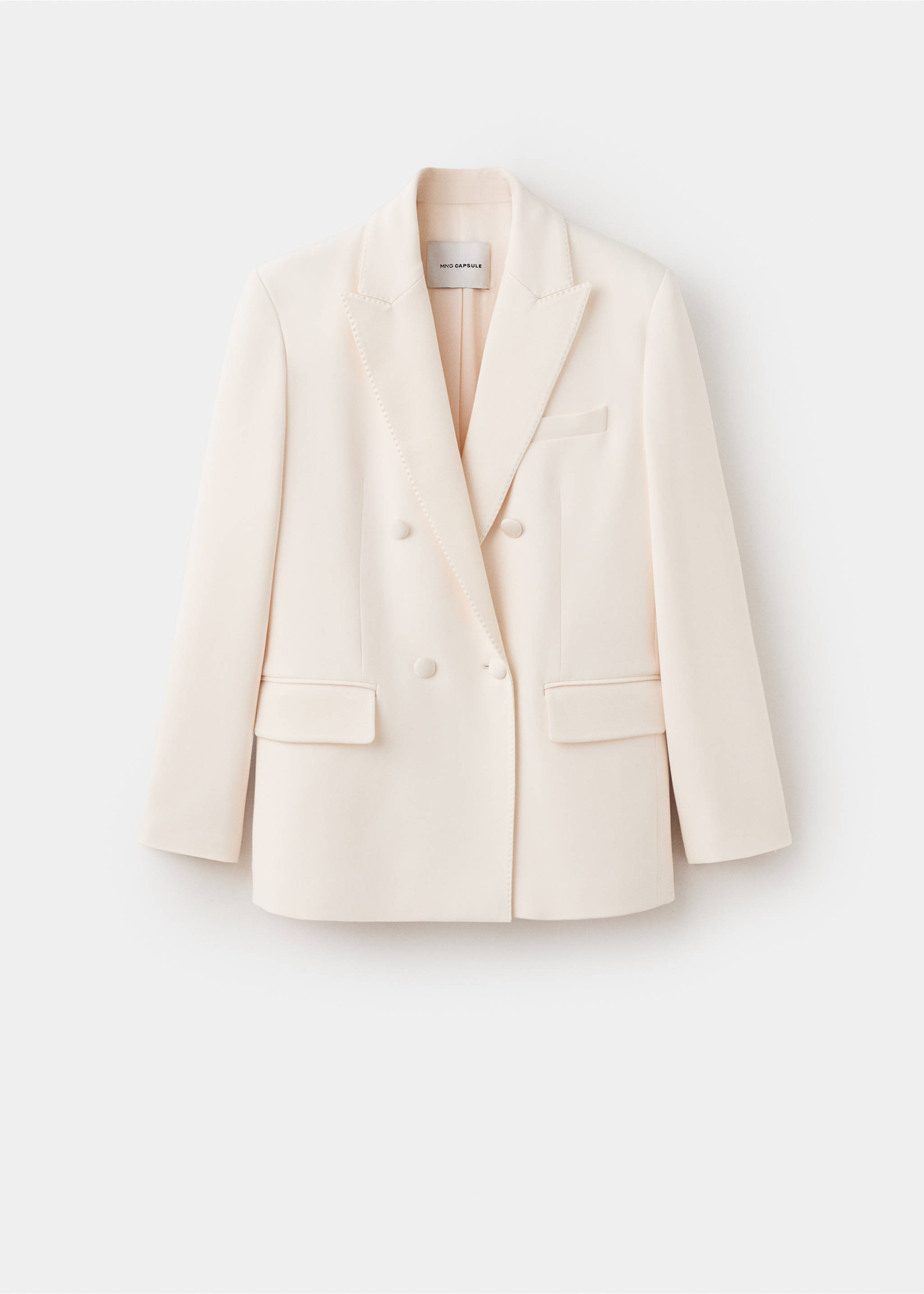 Topstitched lapel blazer - Article without model, Ecru. Ref: 27055992-00.