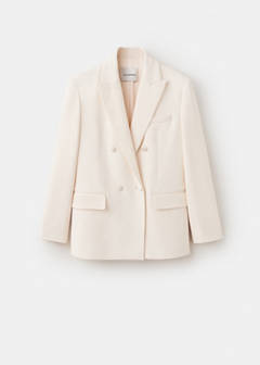 Topstitched blazer with lapels — Ecru 4