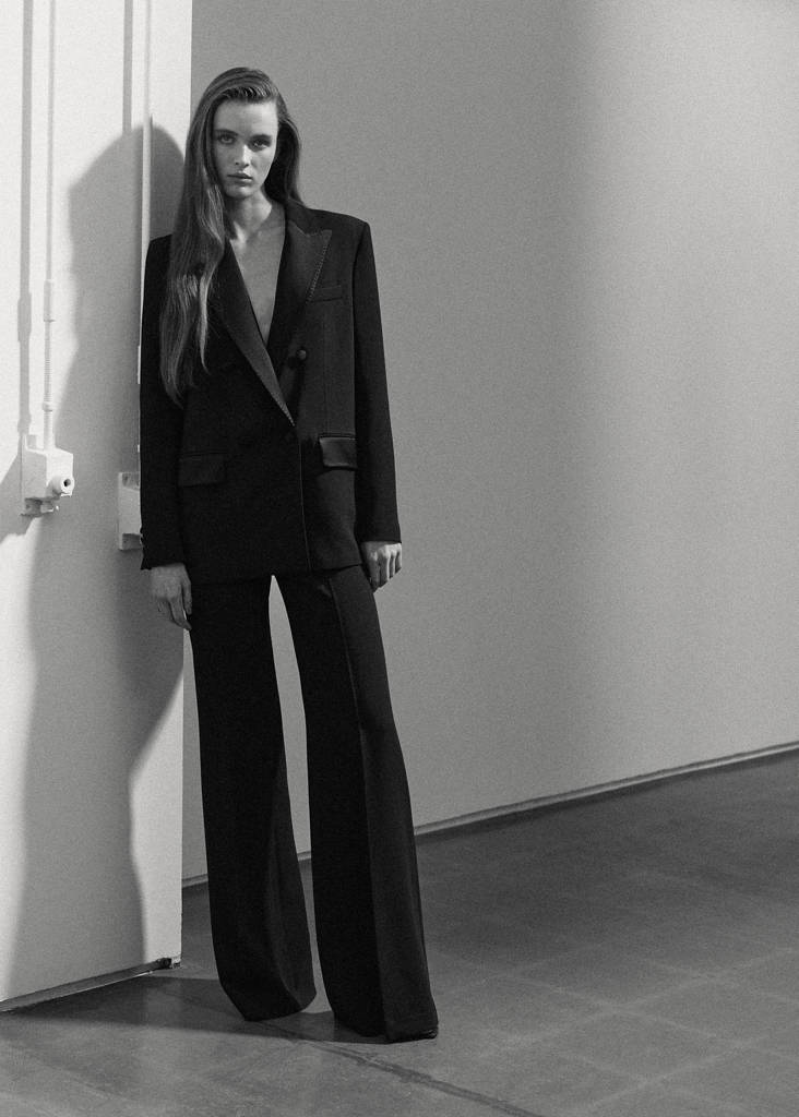 Topstitched blazer with lapels — Black