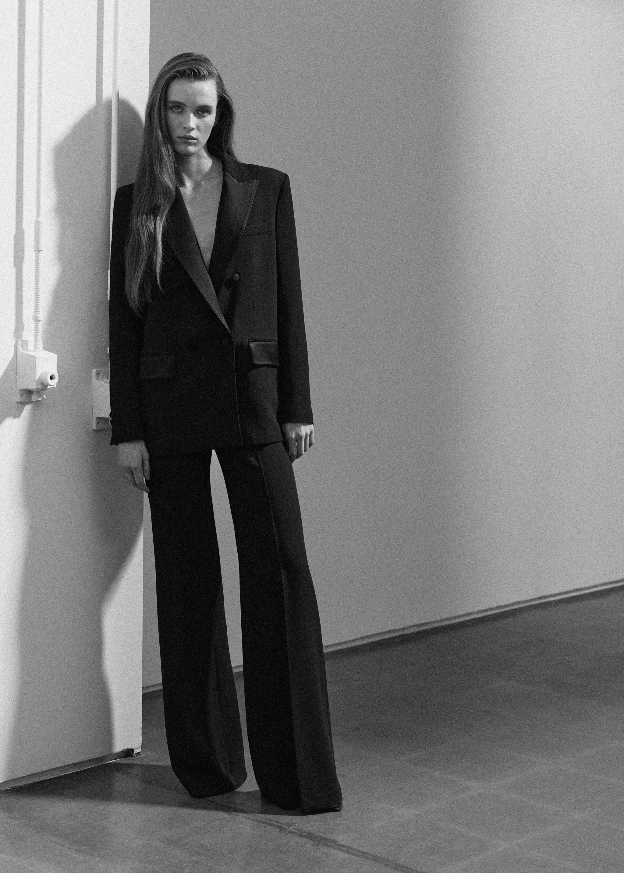 Veste à revers surpiqûre - Plan général, Noir. Ref: 27055992-00.