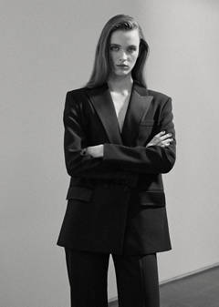Topstitched blazer with lapels — Black 1