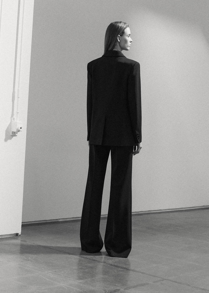 Topstitched blazer with lapels — Black