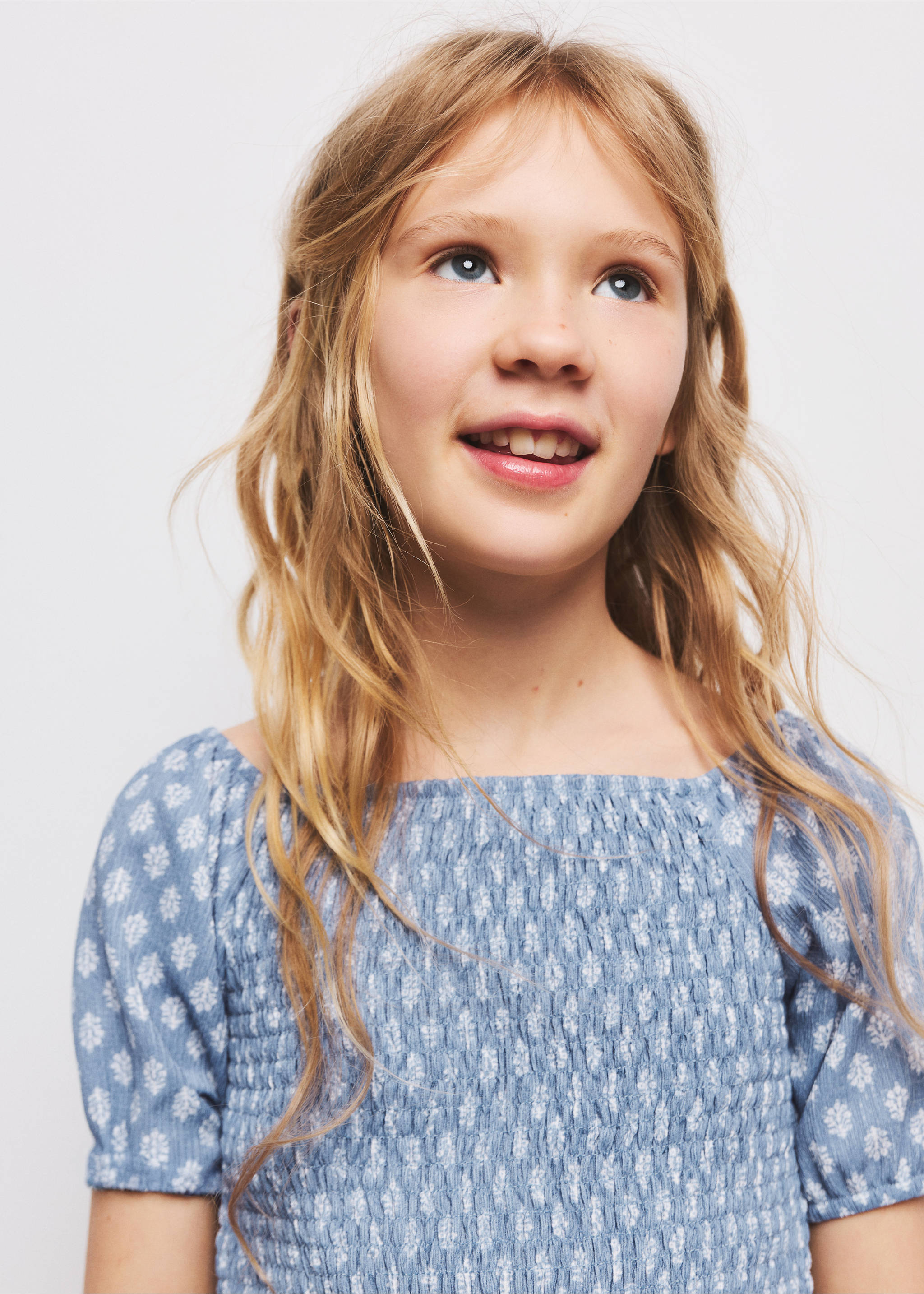 Short-sleeved printed t-shirt - Details of the article 1, Blue. Ref: 27055994-00.