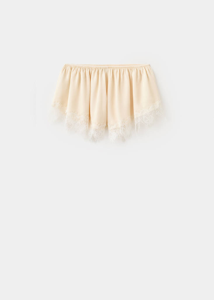 Satin lace shorts — Ecru