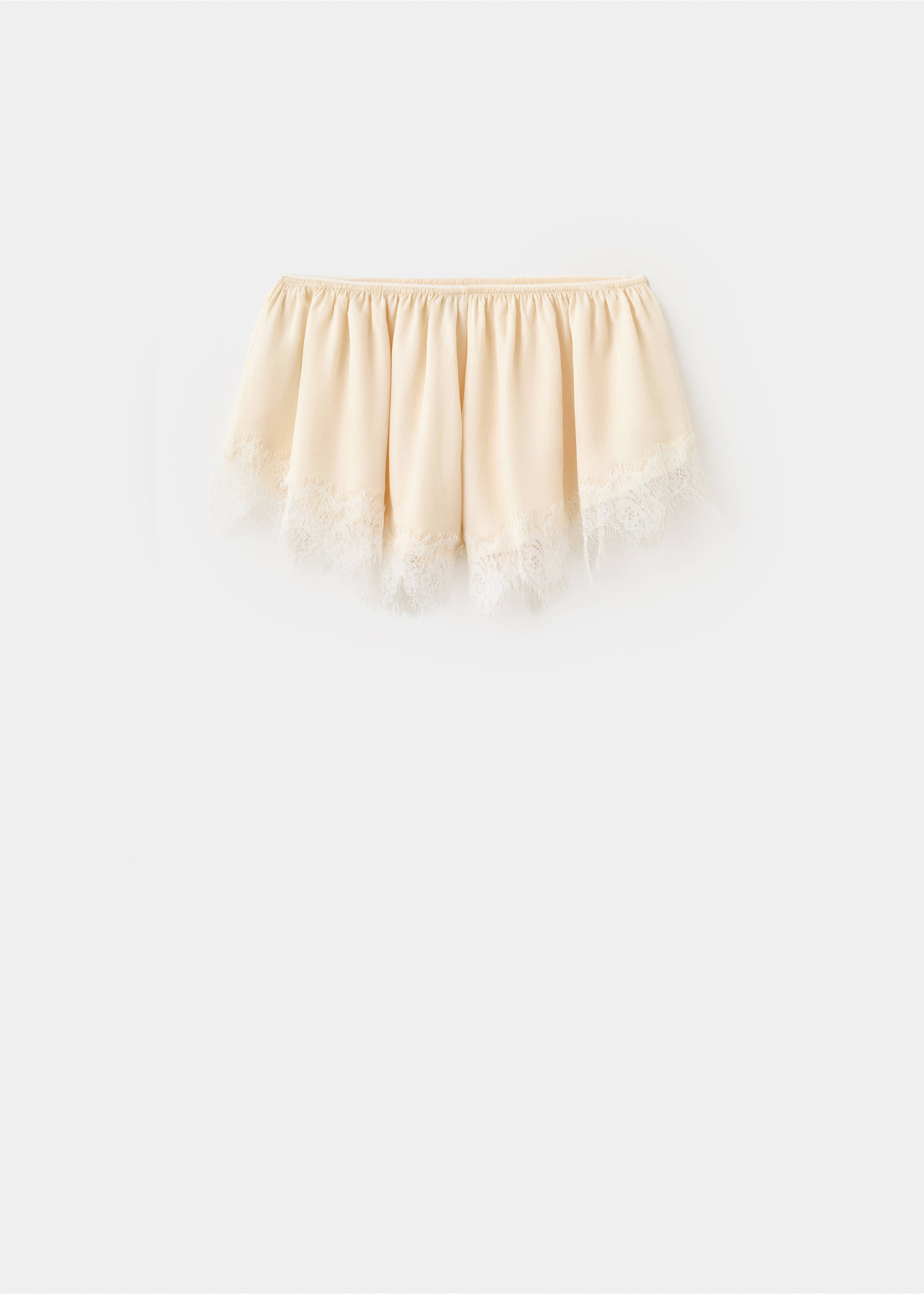 Satin lace shorts - Article without model, Ecru. Ref: 27055997-00.