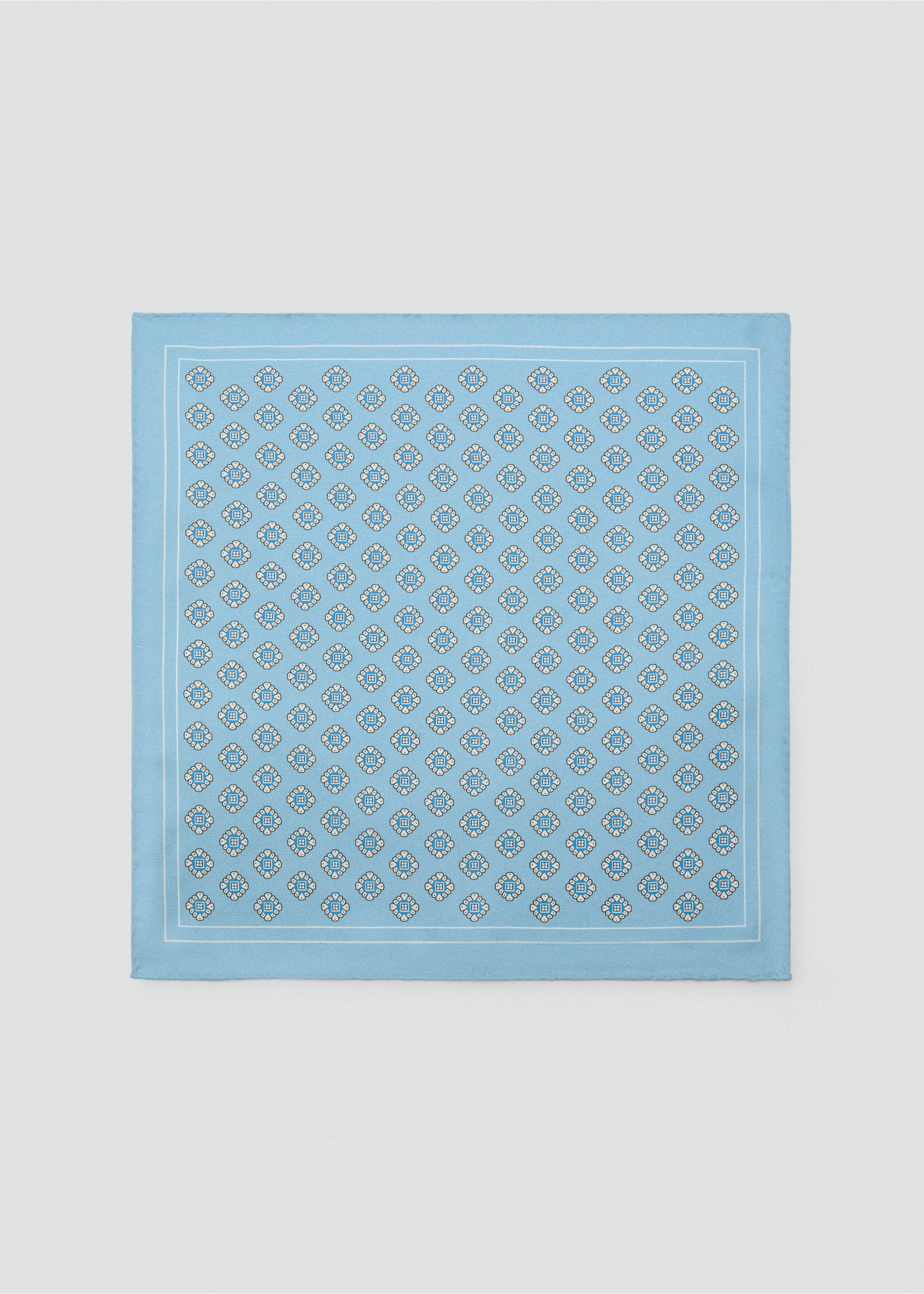 Pañuelo 100% seda estampado - Artículo sin modelo, Azul celeste. Ref: 27055999-00.