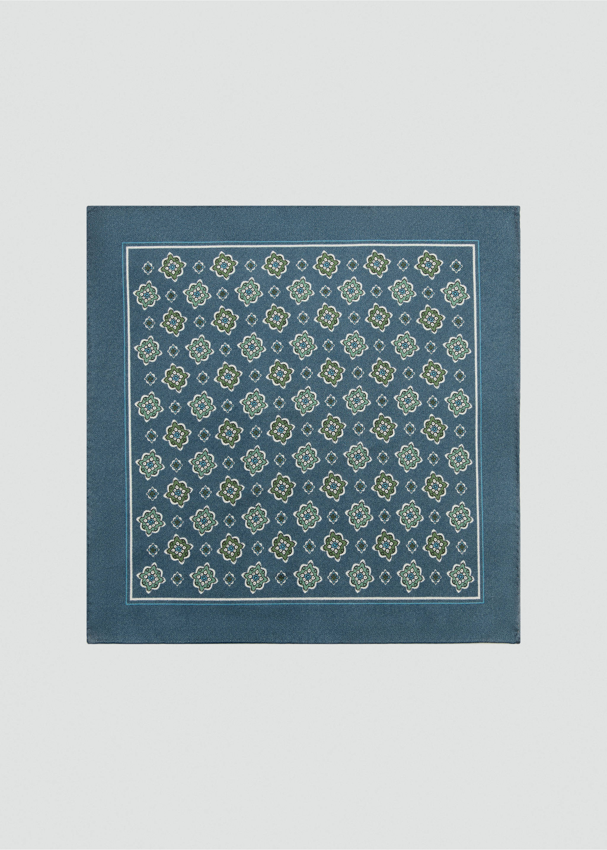 100% silk patterned scarf - Article without model, Navy. Ref: 27056000-00.