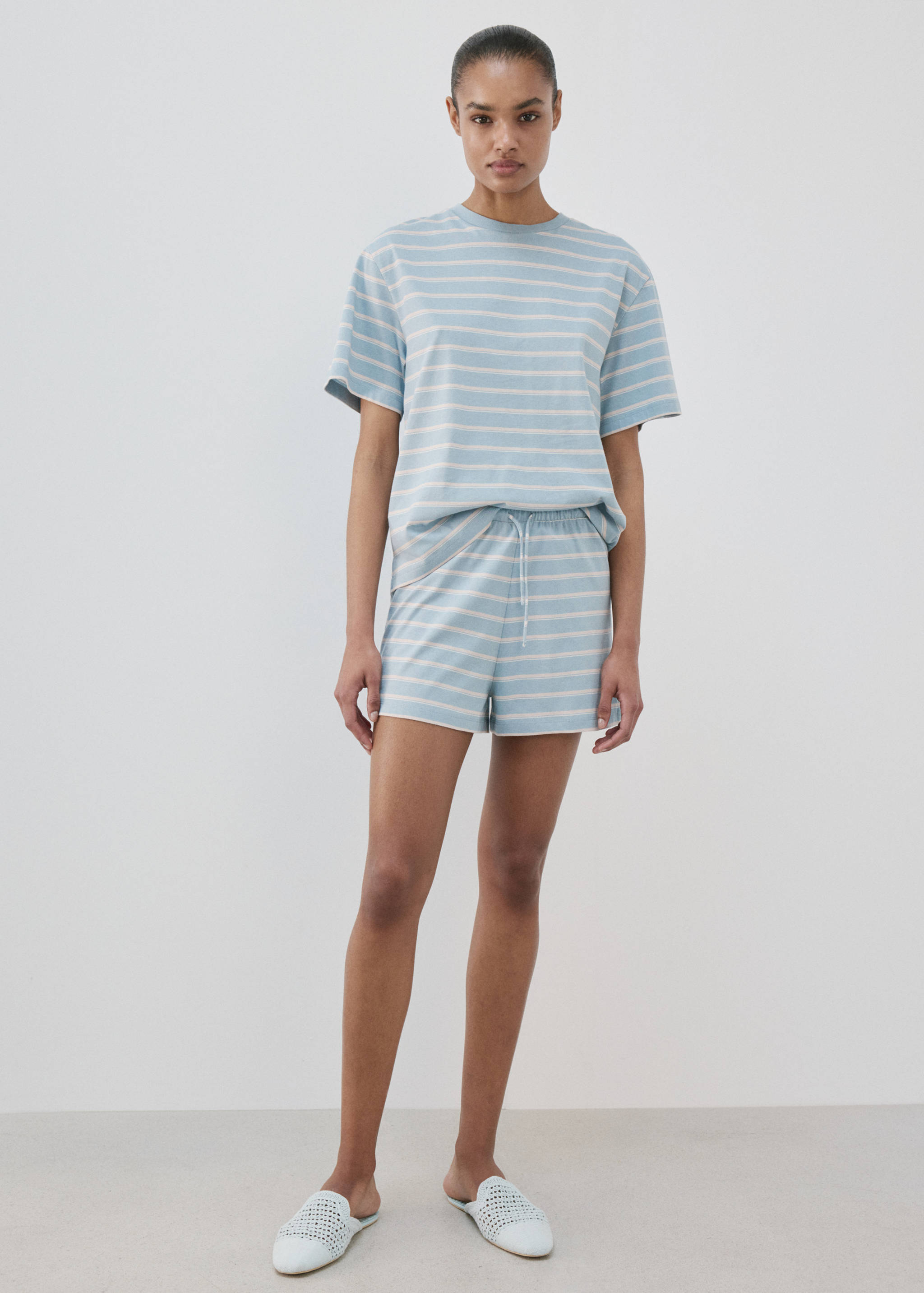 T-shirt de pyjama coton rayures - Plan général