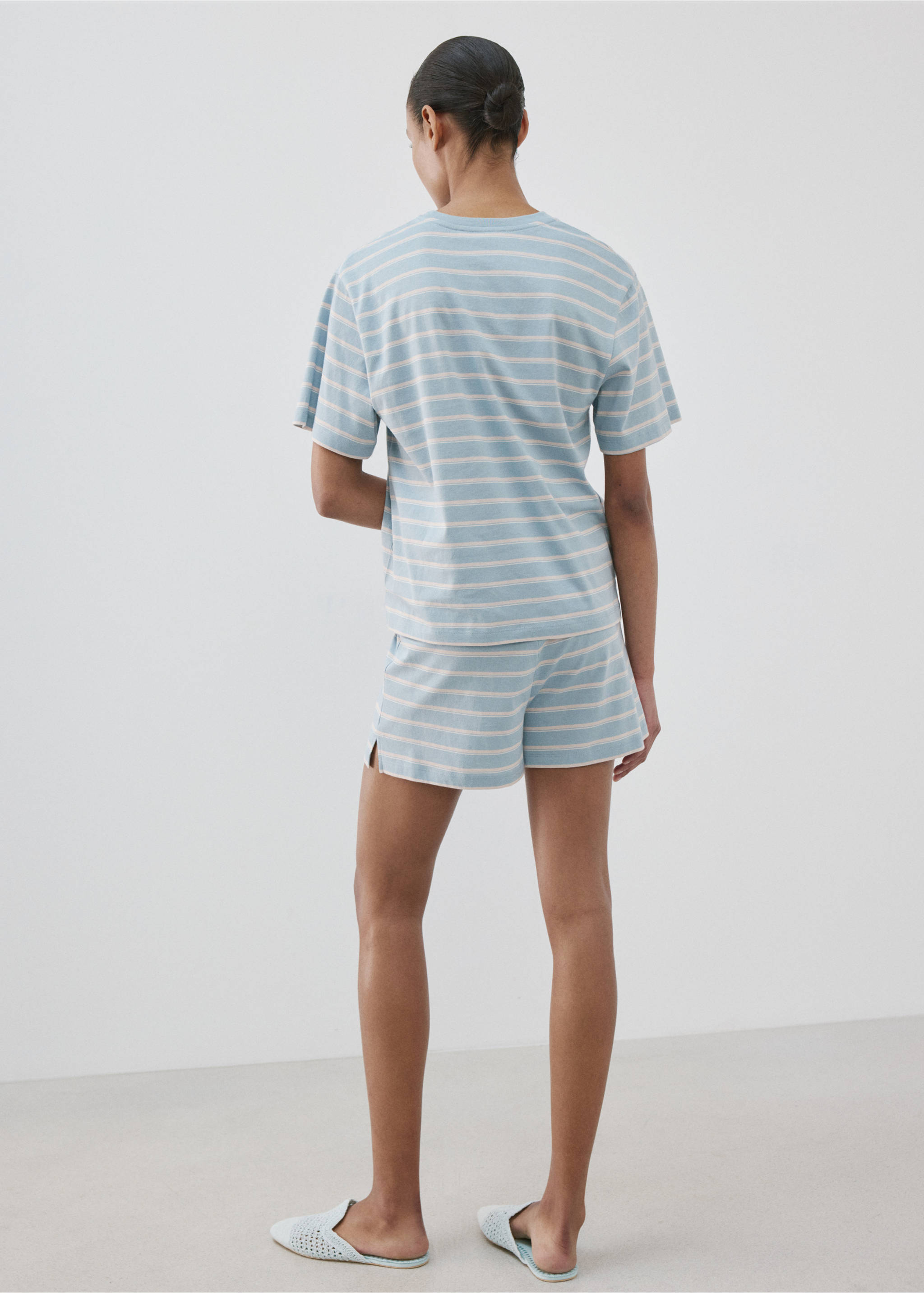 Cotton striped pyjama t-shirt - Reverse of the article, Blue. Ref: 27056002-00.