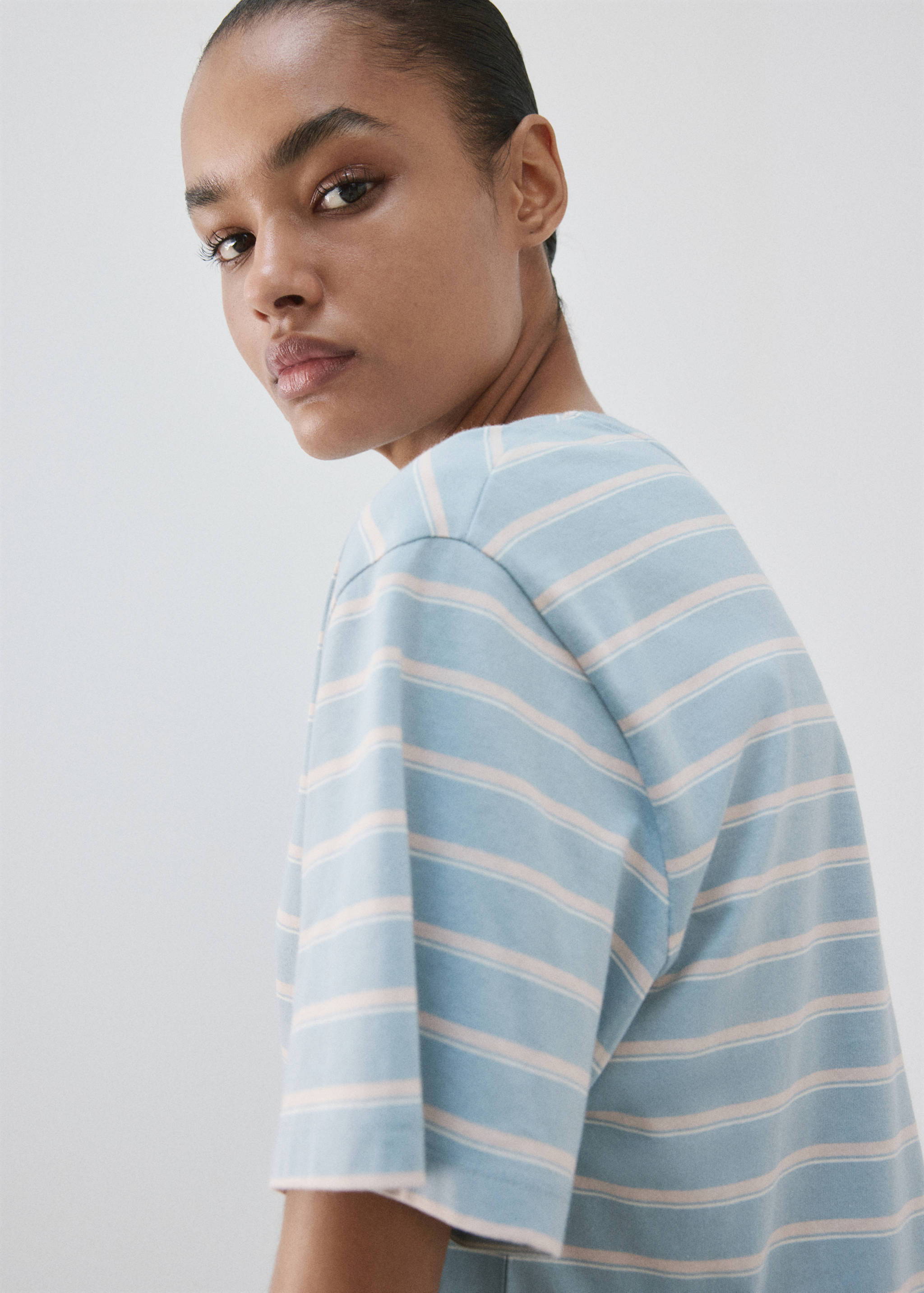 T-shirt de pyjama coton rayures - Détail de l'article 1