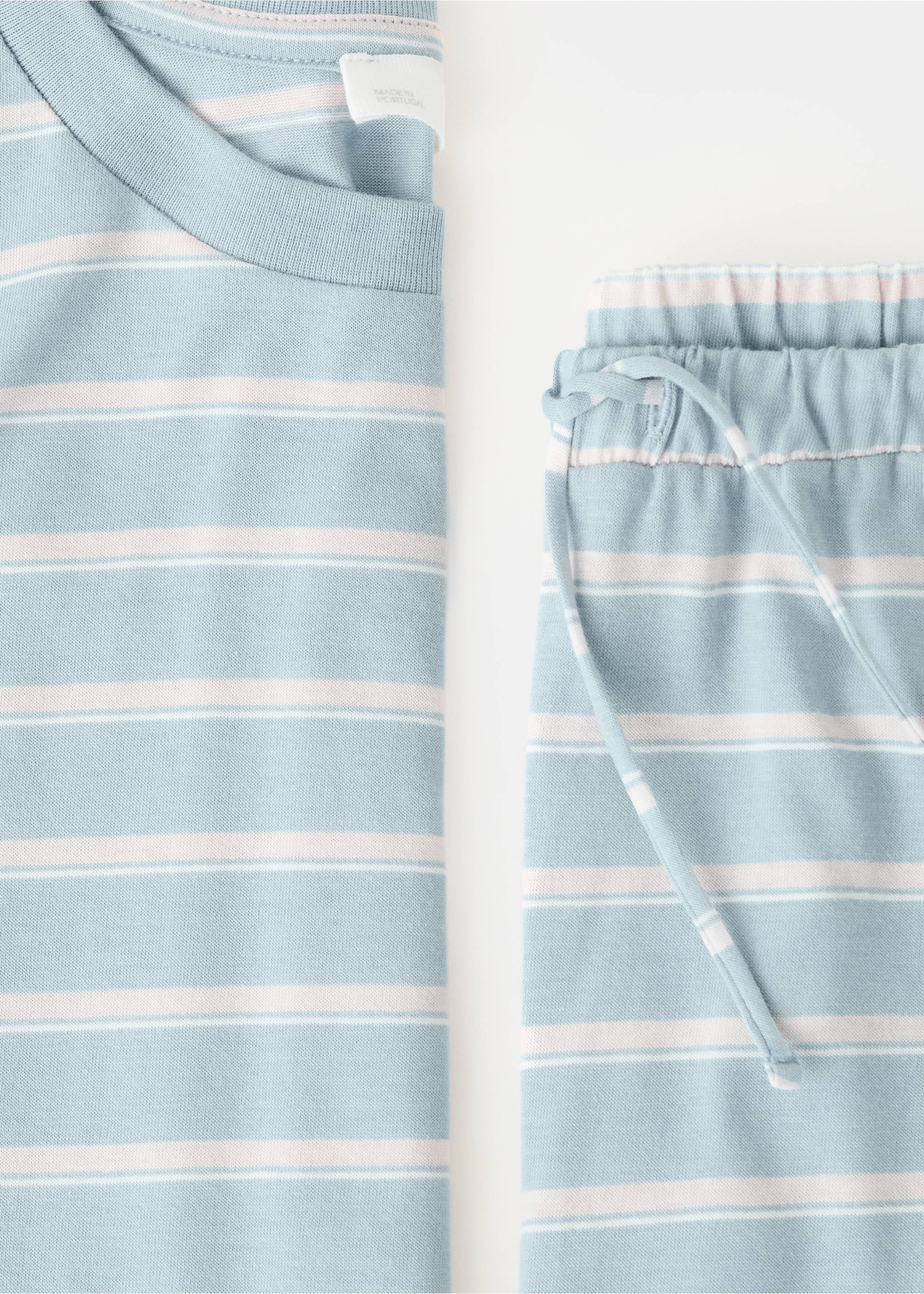 Cotton striped pyjama t-shirt - Details of the article 0, Blue. Ref: 27056002-00.