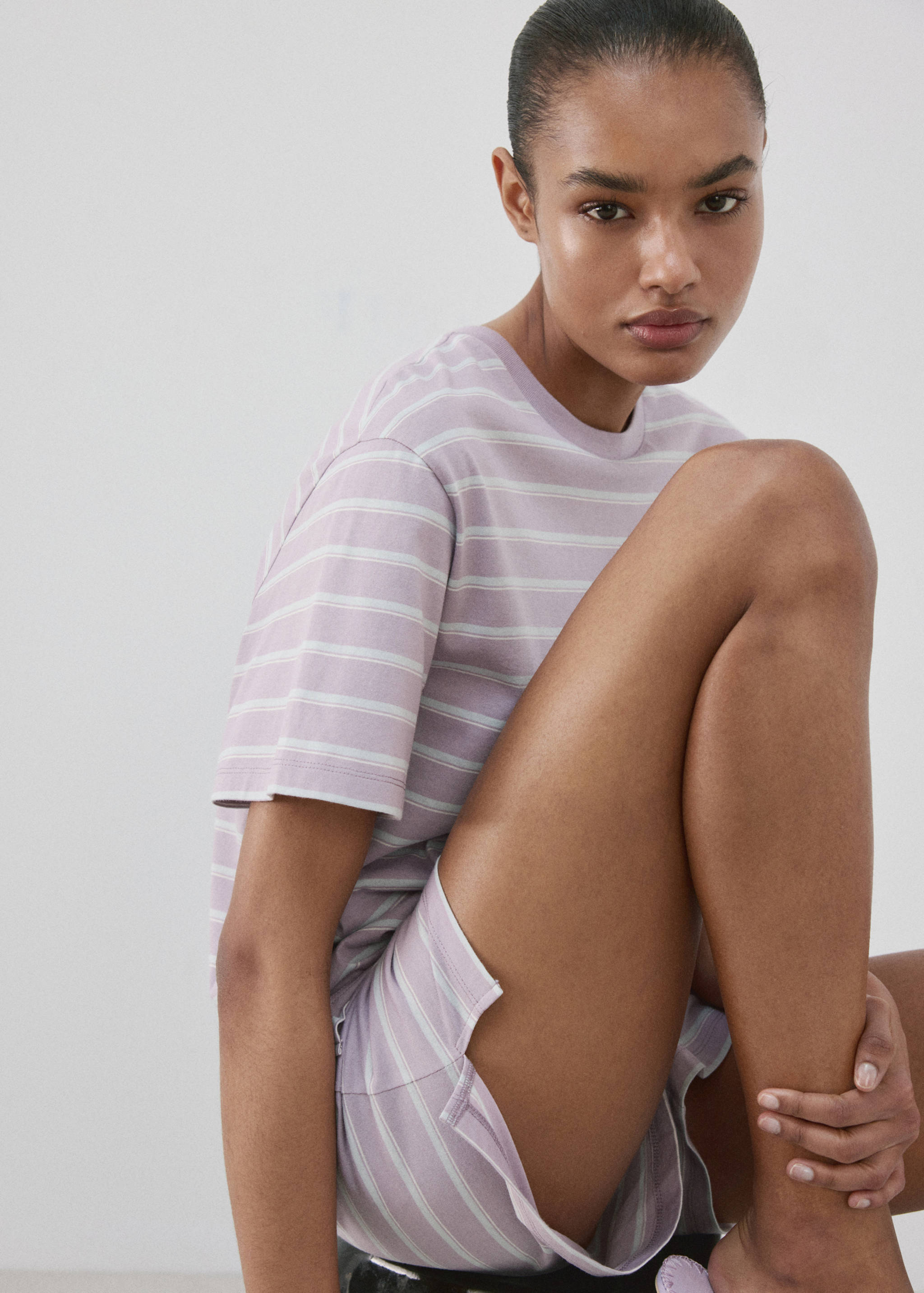 T-shirt de pyjama coton rayures - Détail de l'article 1