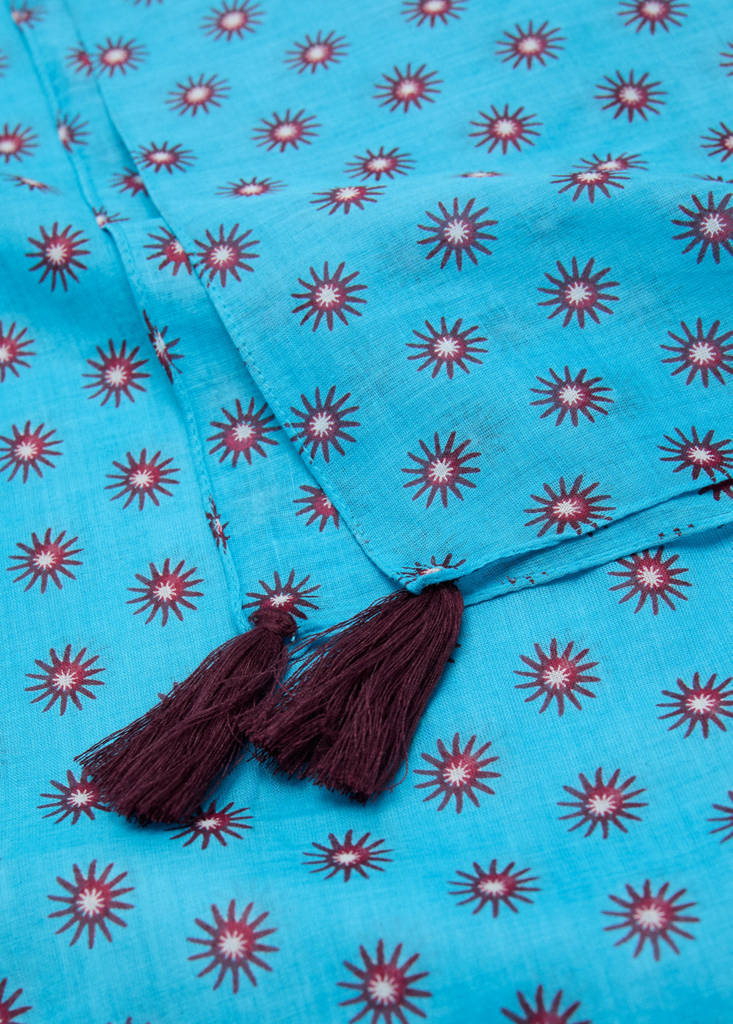 Mango Printed Pareo In Blue