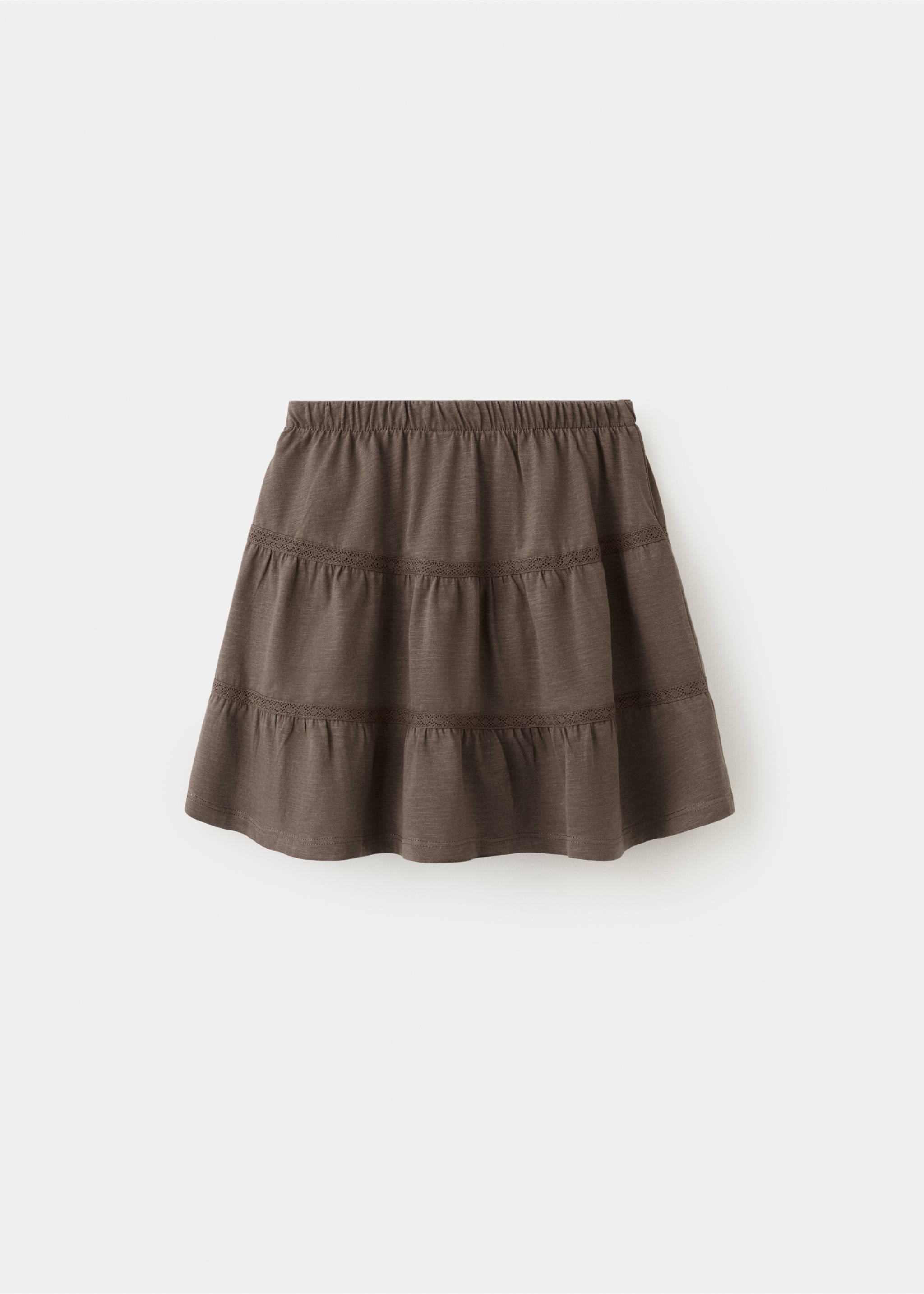 Ruffled cotton skirt - Reverse of the article, Brown. Ref: 27056340-00.