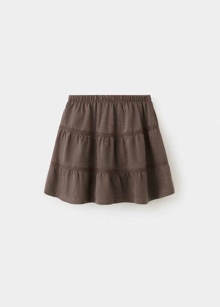 Ruffled cotton skirt — Brown