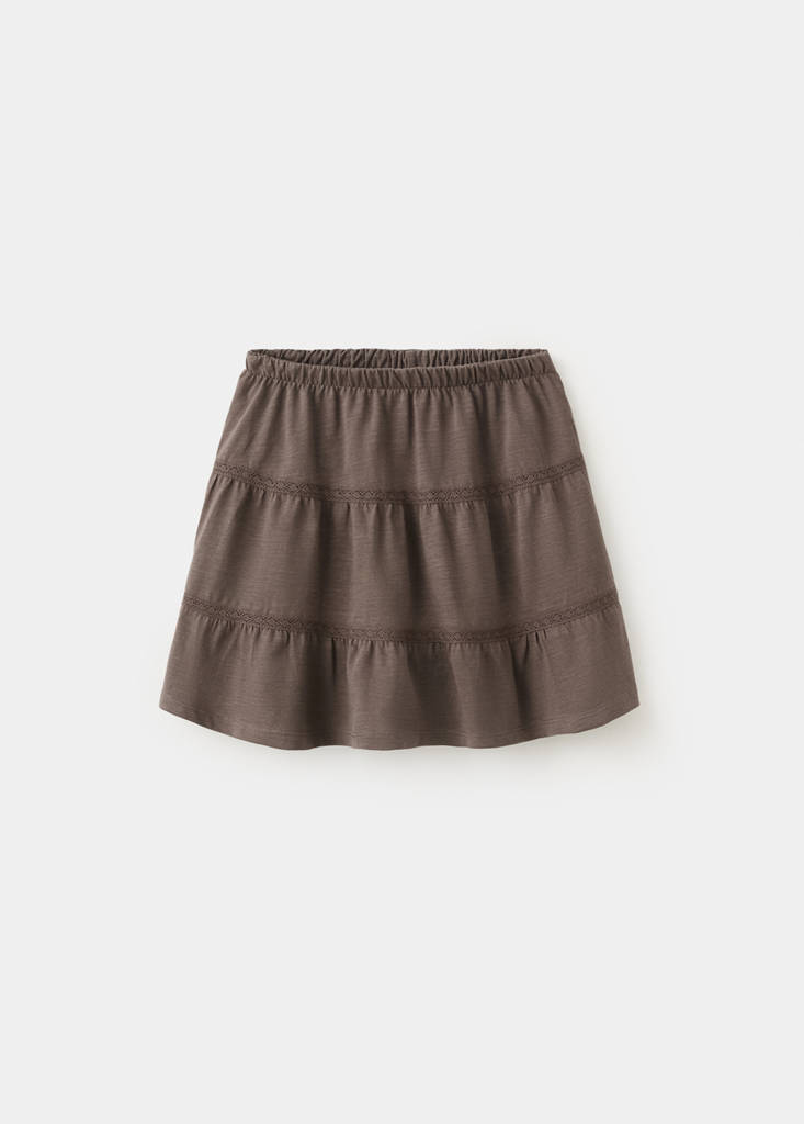 Ruffled cotton skirt — Brown