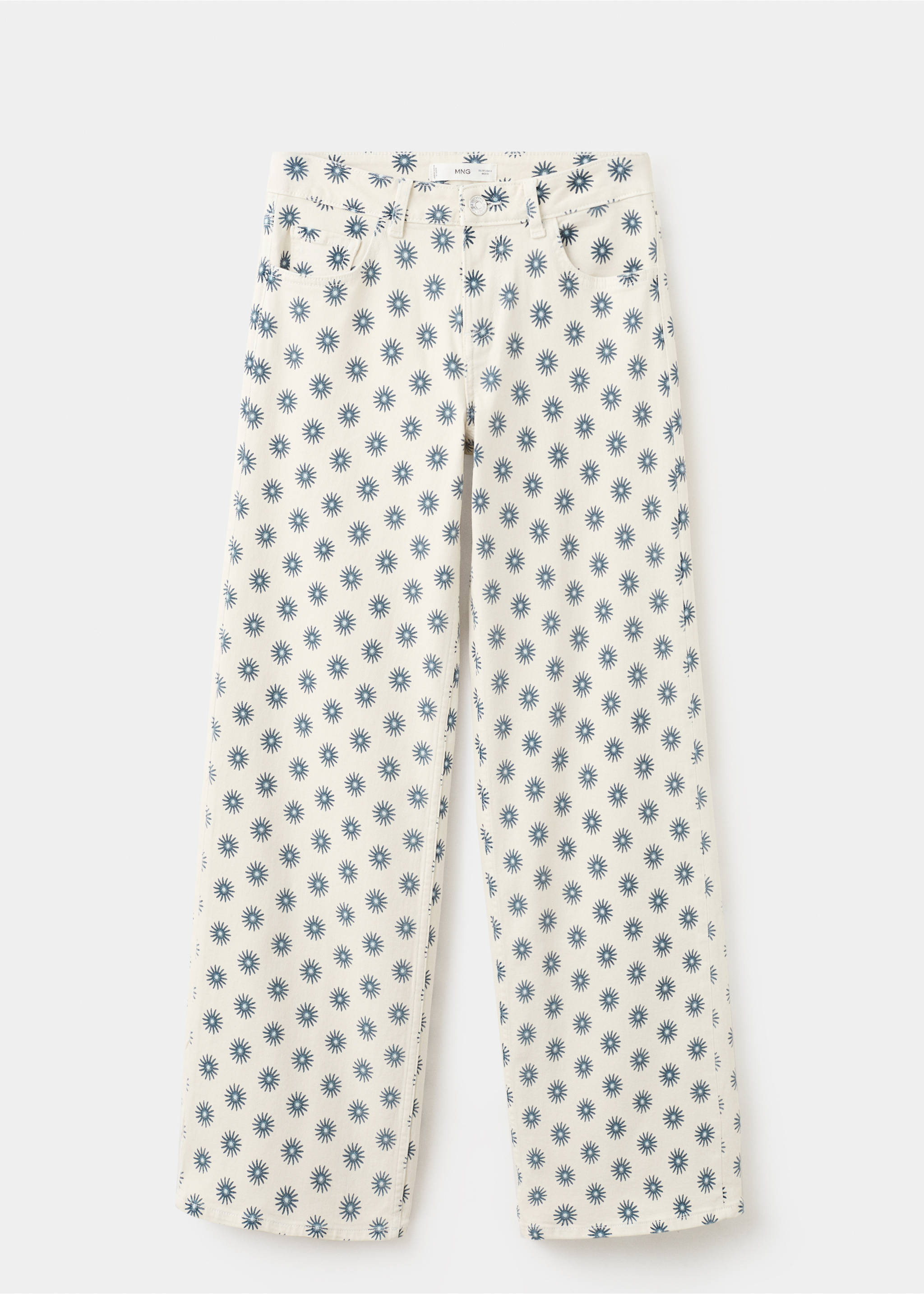 Gemusterte Wideleg-Jeans - Artikel ohne Model, Cremeweiß. Ref: 27056341-00.