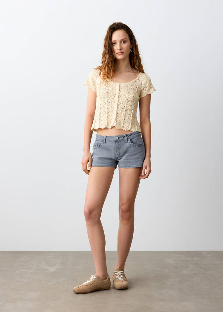 Mini shorts with decorative details — Blue