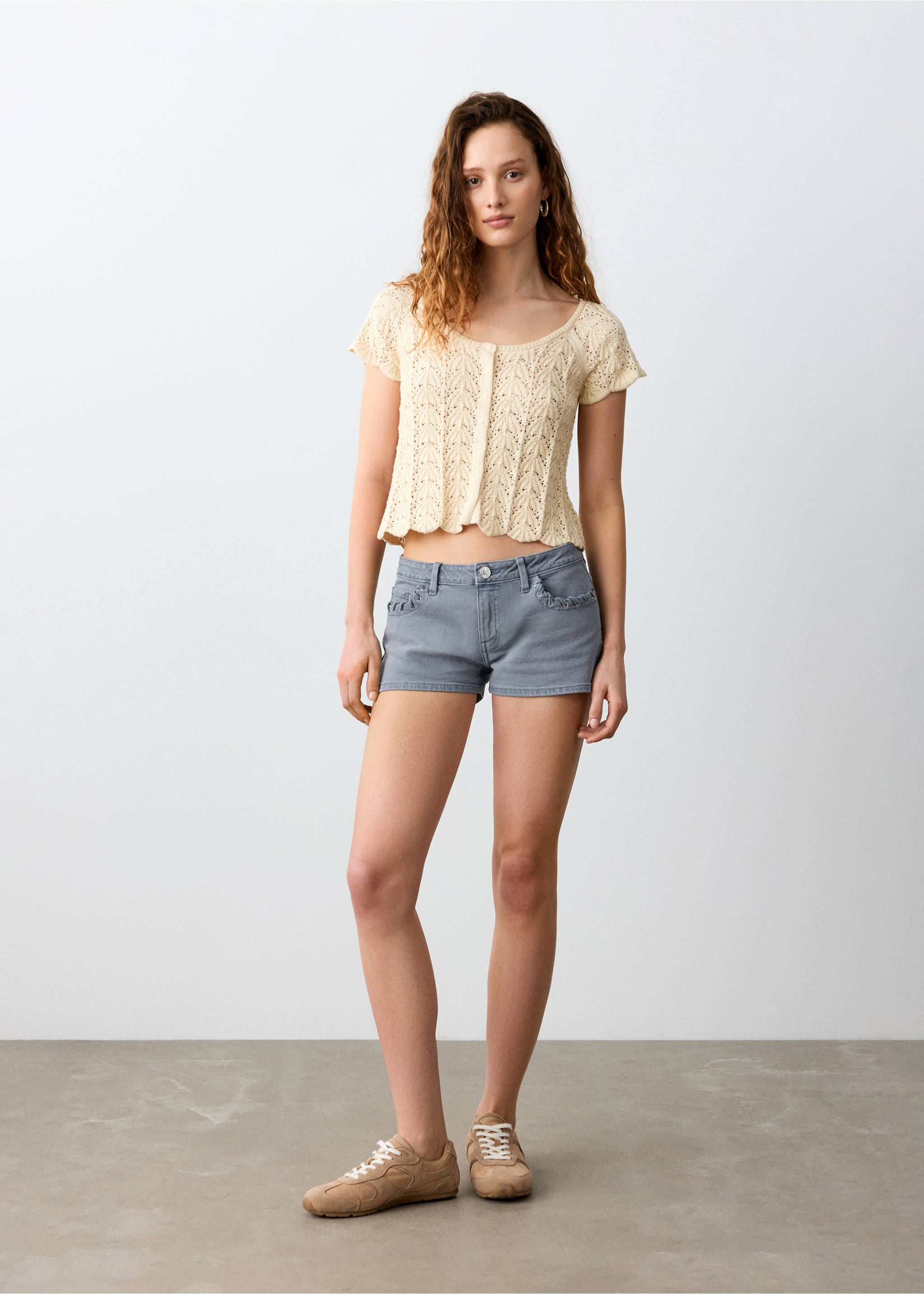 Mini shorts with decorative details - General plane, Blue. Ref: 27056342-00.