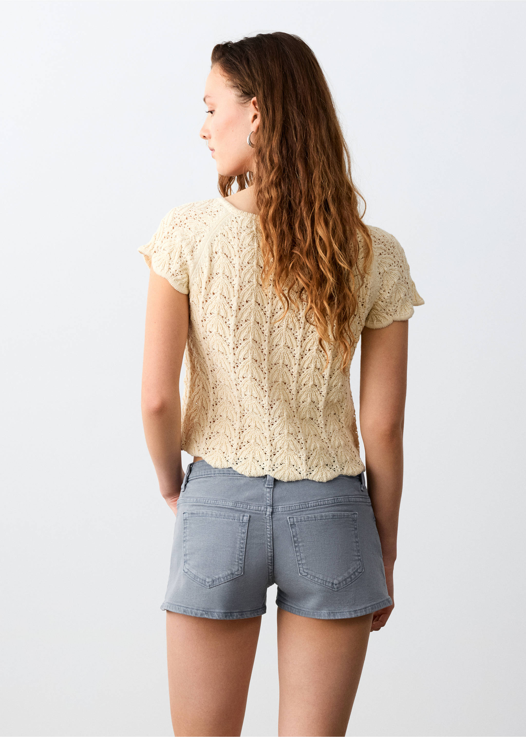 Mini shorts with decorative details - Reverse of the article, Blue. Ref: 27056342-00.