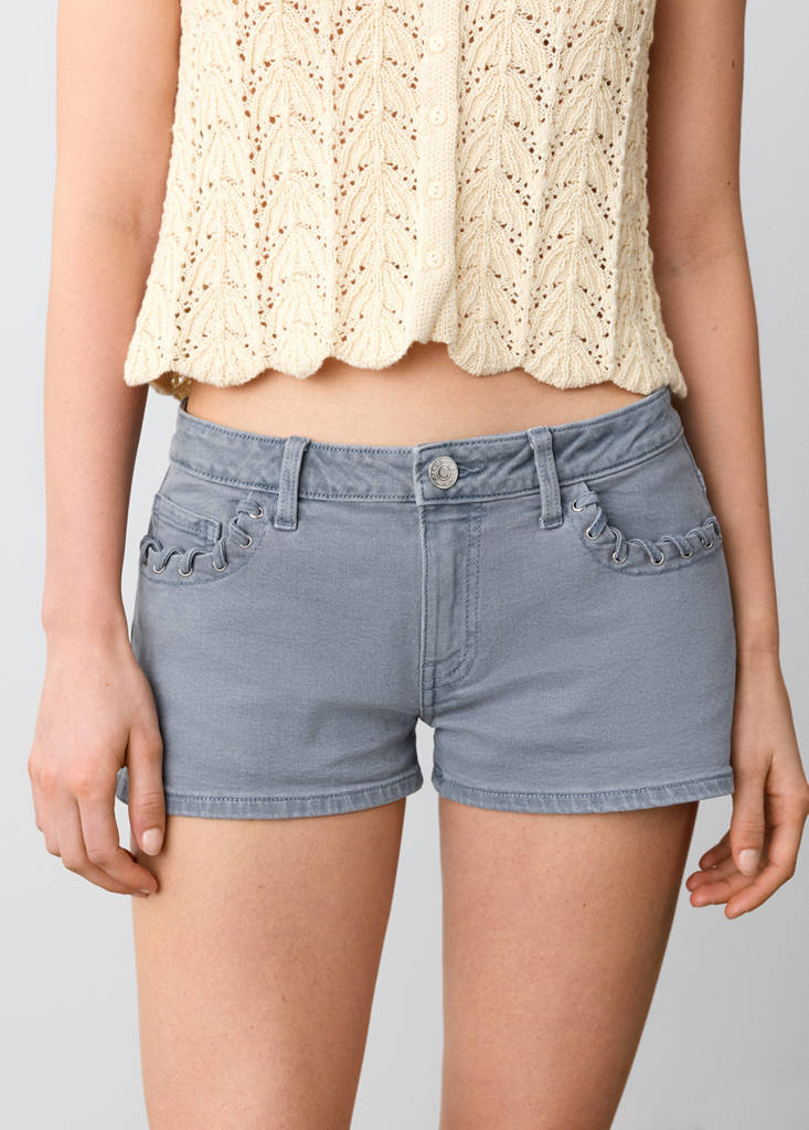Mini shorts with decorative details — Blue