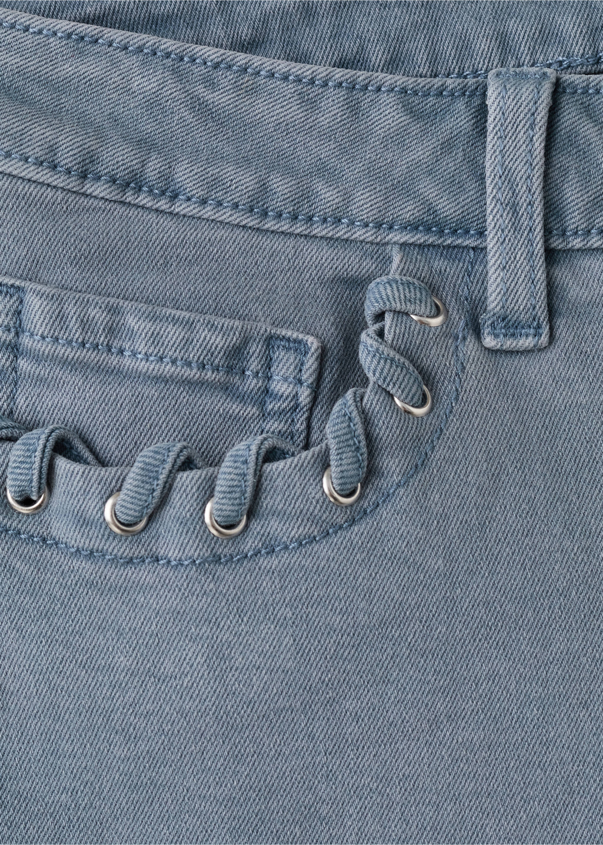 Mini shorts with decorative details - Details of the article 8, Blue. Ref: 27056342-00.