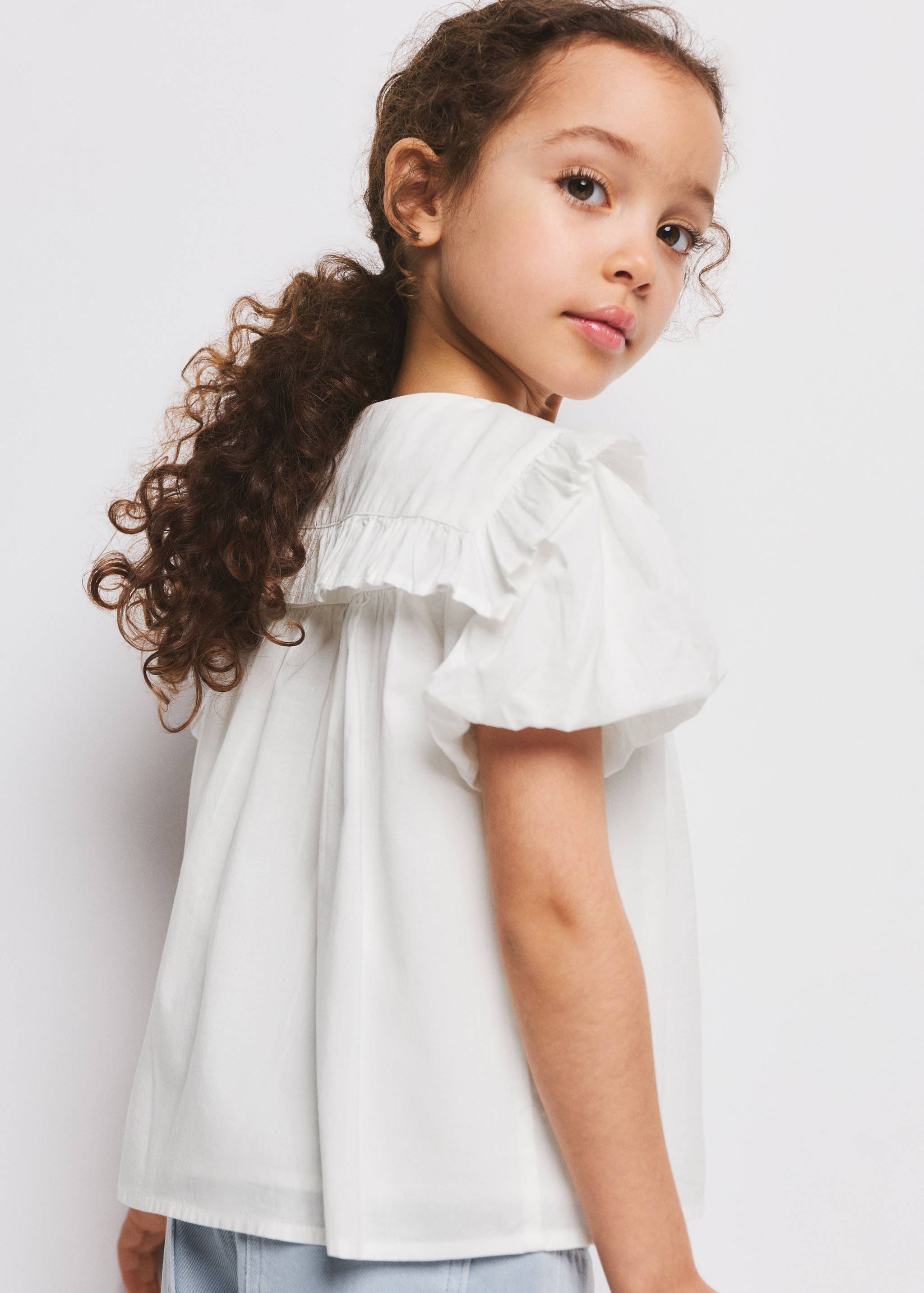 Ruffled cotton blouse - Medium plane