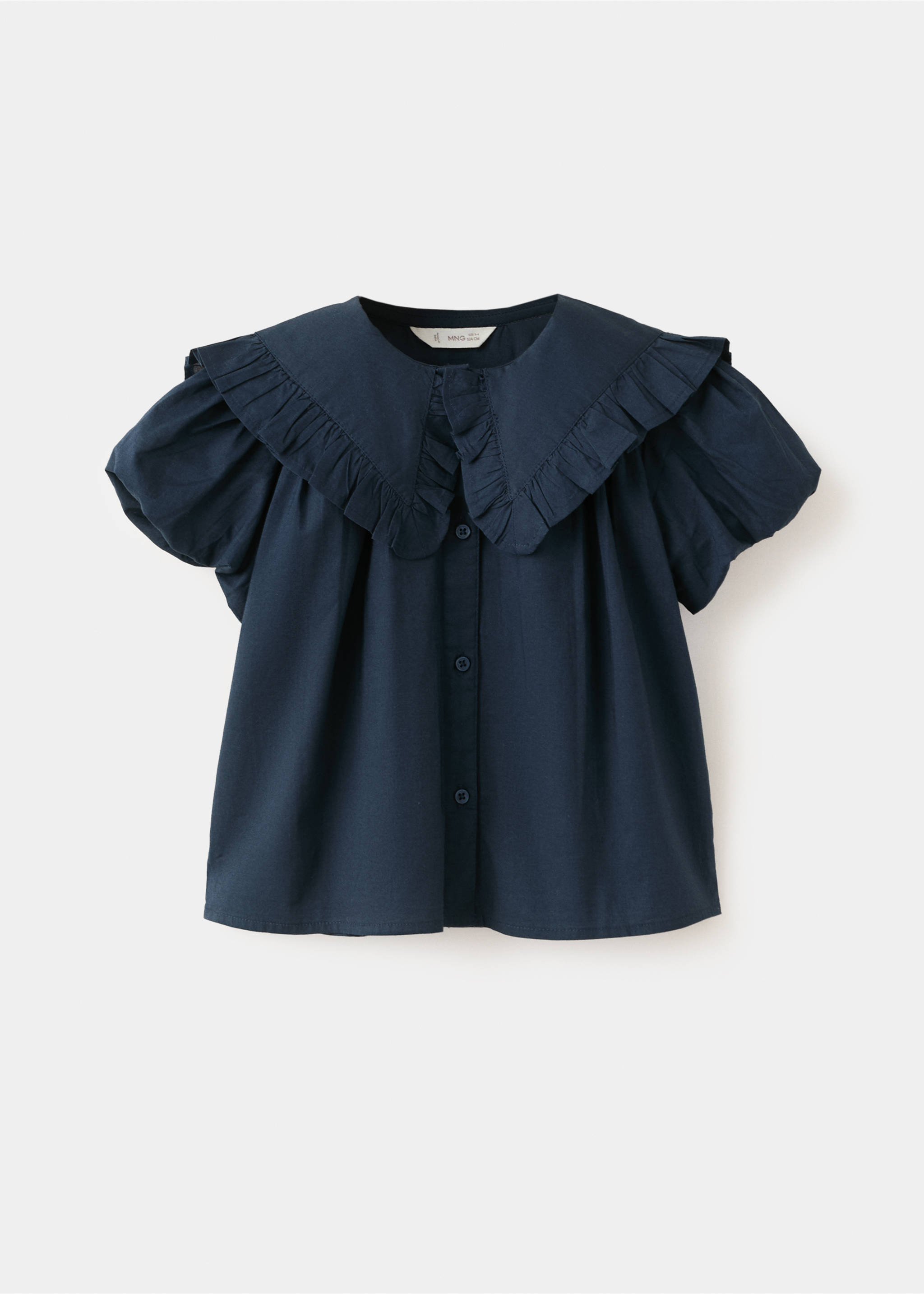 Blouse coton à volants - Article sans modèle, Bleu marine. Ref: 27056343-00.