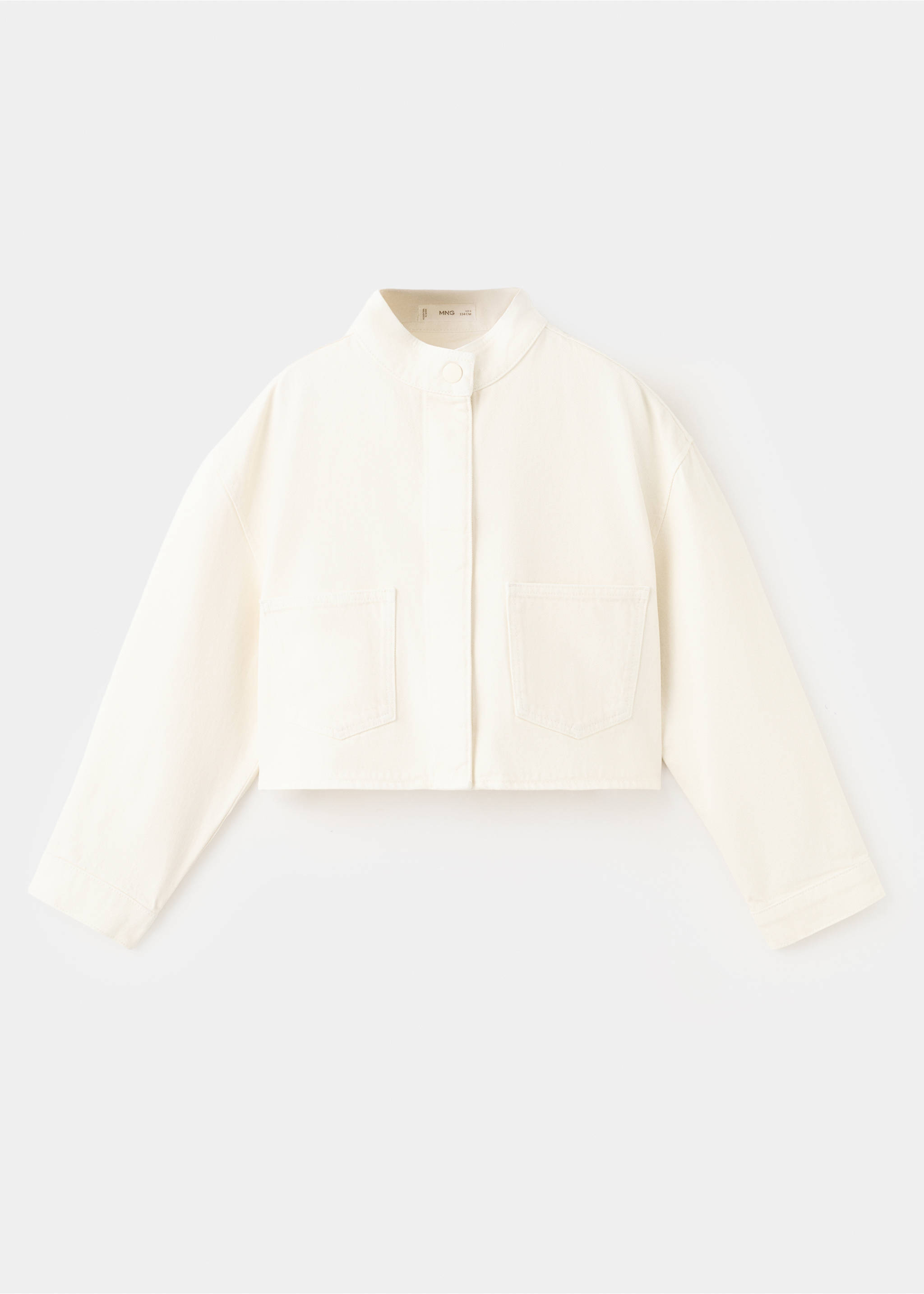 Blouson en jean col officier - Article sans modèle, Écru. Ref: 27056344-00.