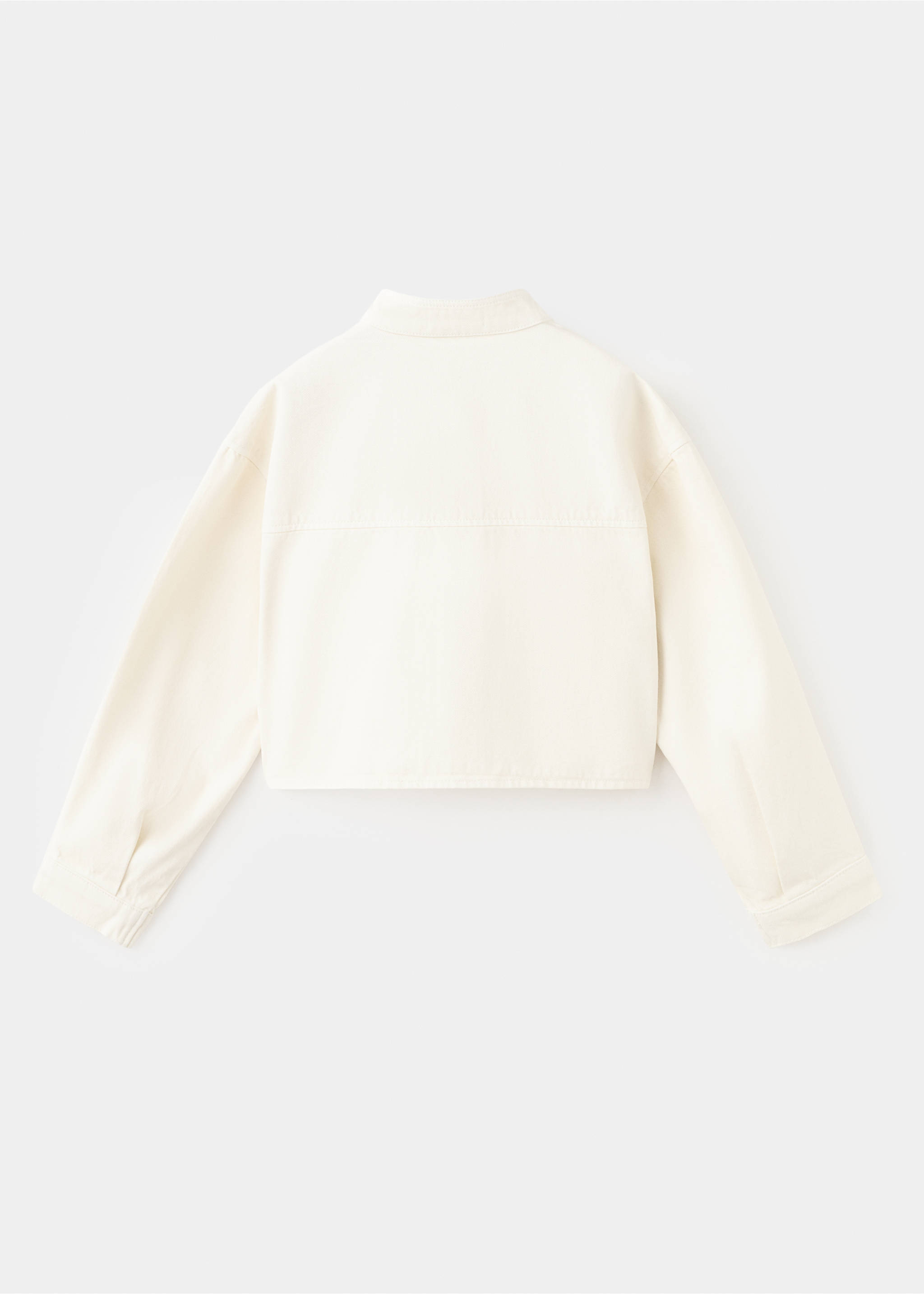 Blouson en jean col officier - Verso de l’article, Écru. Ref: 27056344-00.