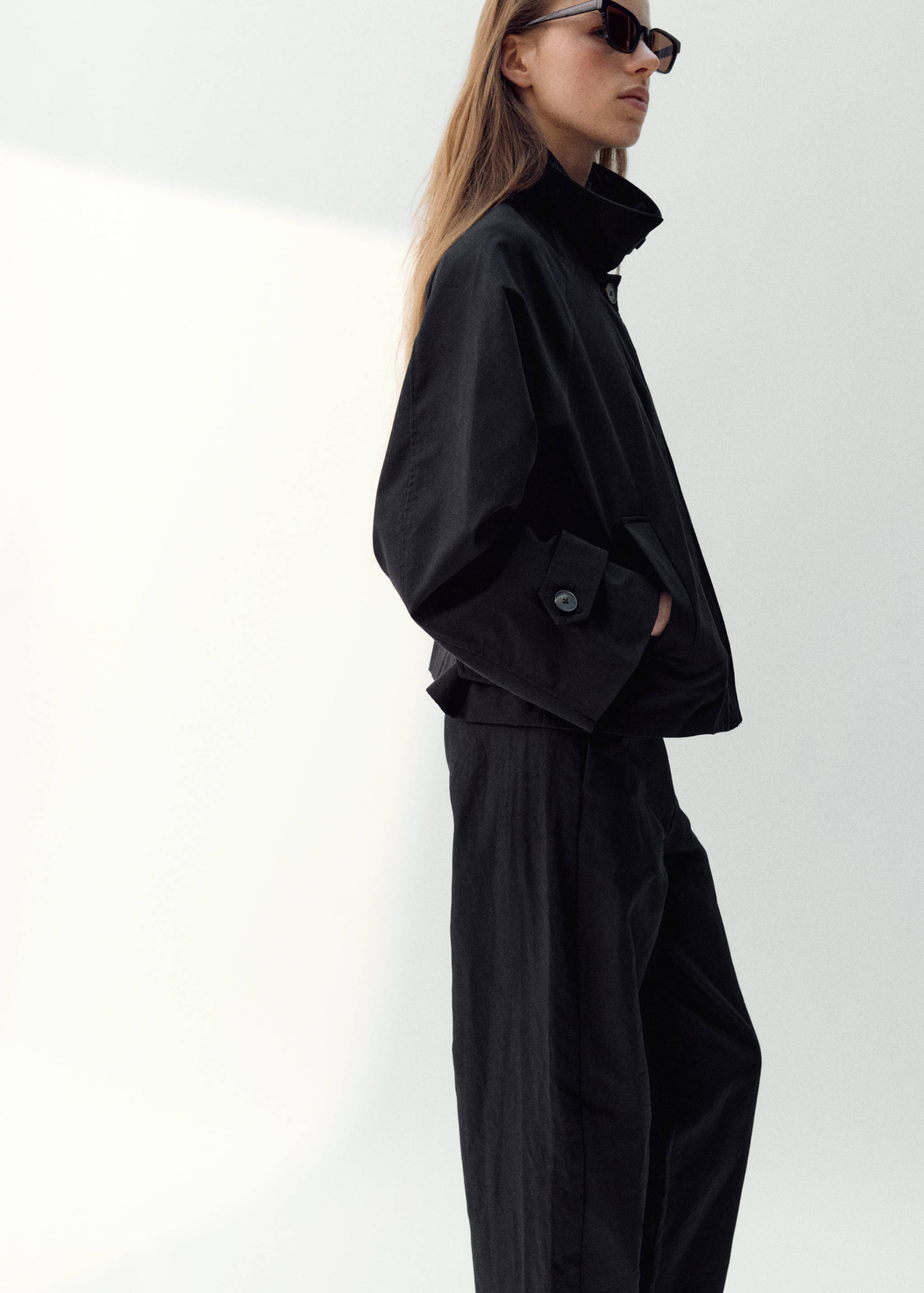 Barrel cotton trousers - Medium plane