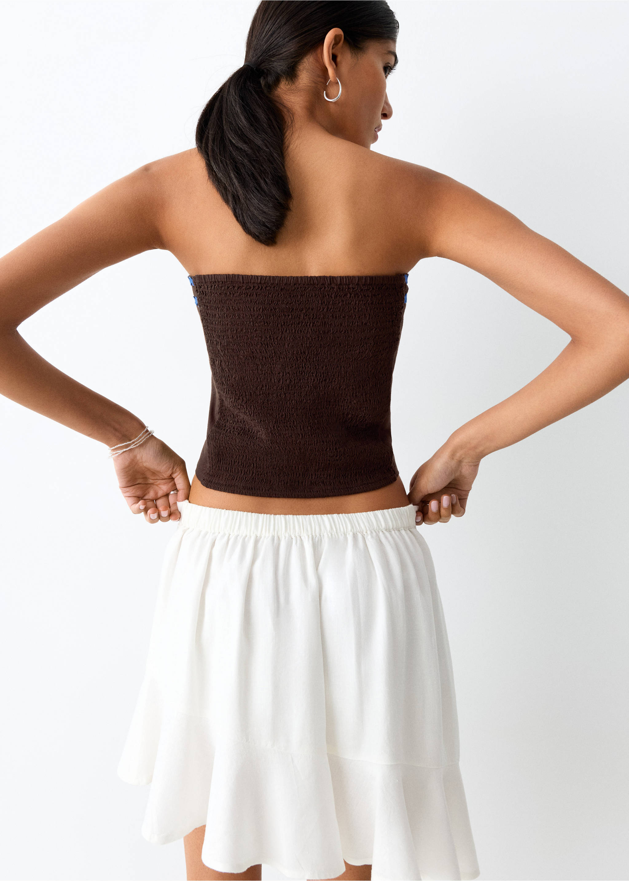 Top bandeau detalls contrast - Revers de l'article, Marró. Ref: 27056347-00.