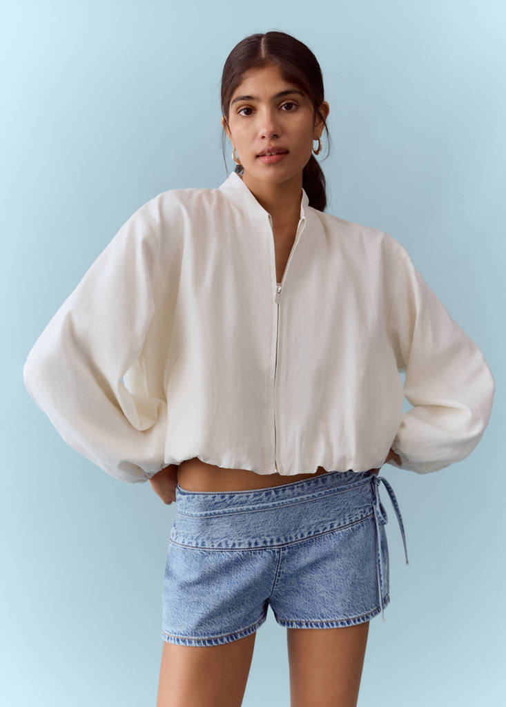 Tie-waist mini shorts — Medium Blue