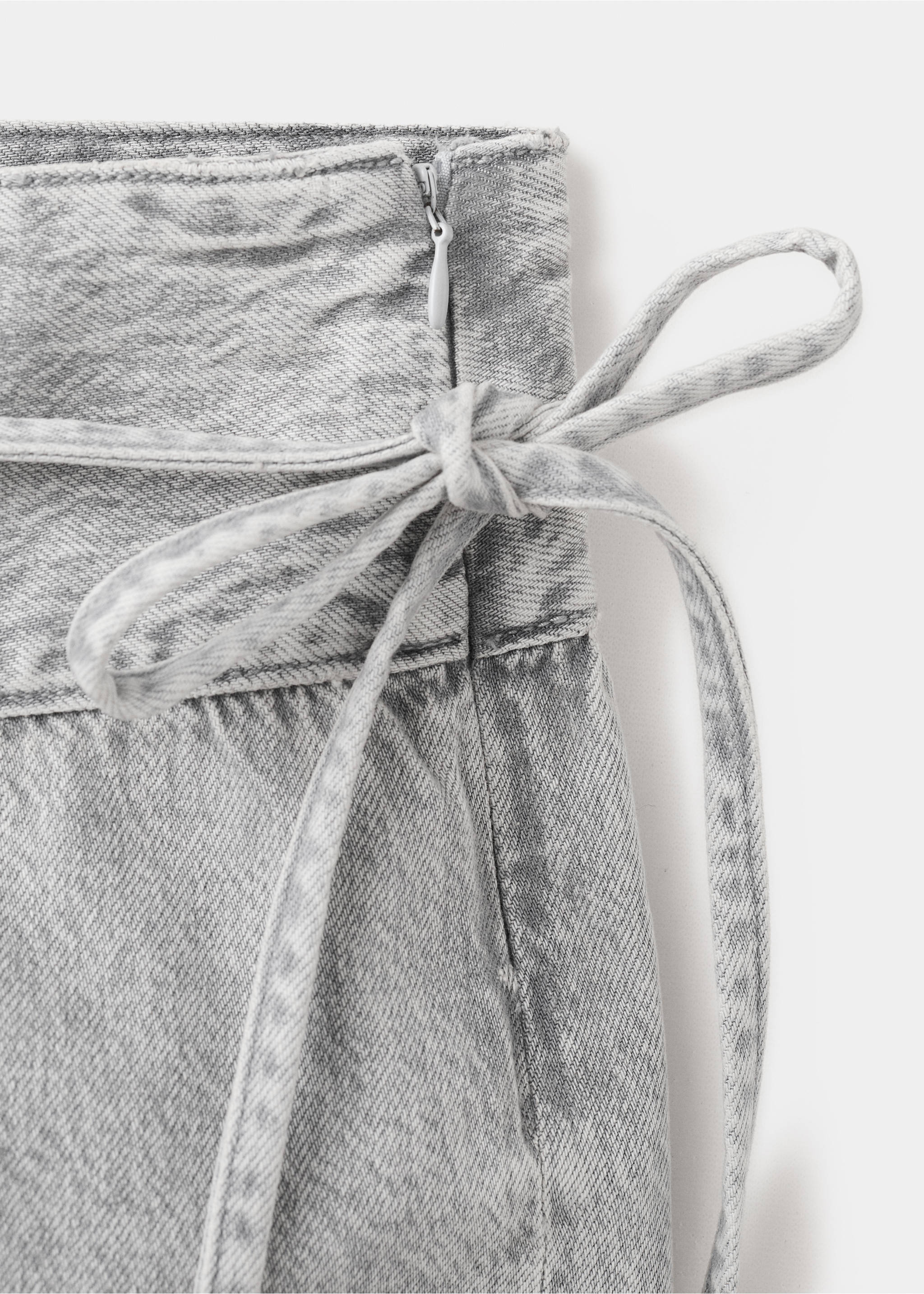 Tie-waist mini shorts - Details of the article 8, Denim Grey. Ref: 27056348-00.