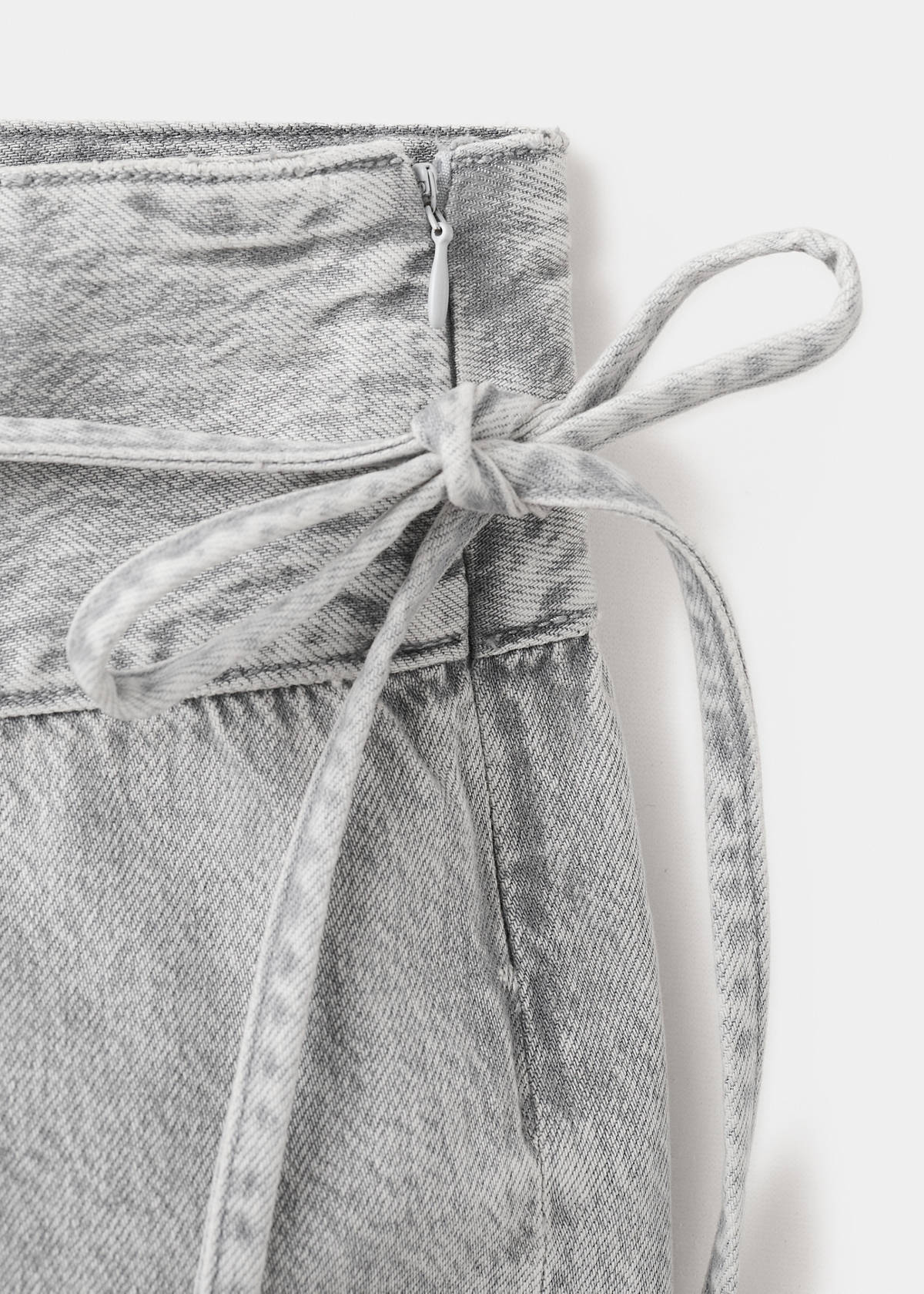 Tie-waist mini shorts — Denim Grey