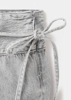 Tie-waist mini shorts — Denim Grey 6