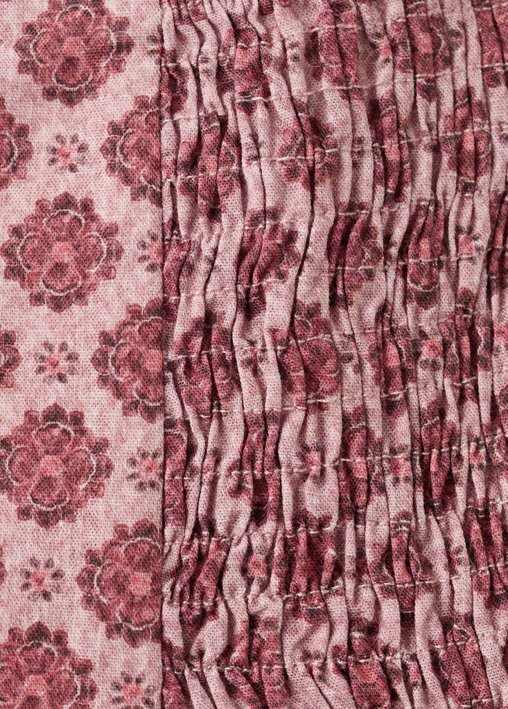 Ruched floral skirt — Maroon